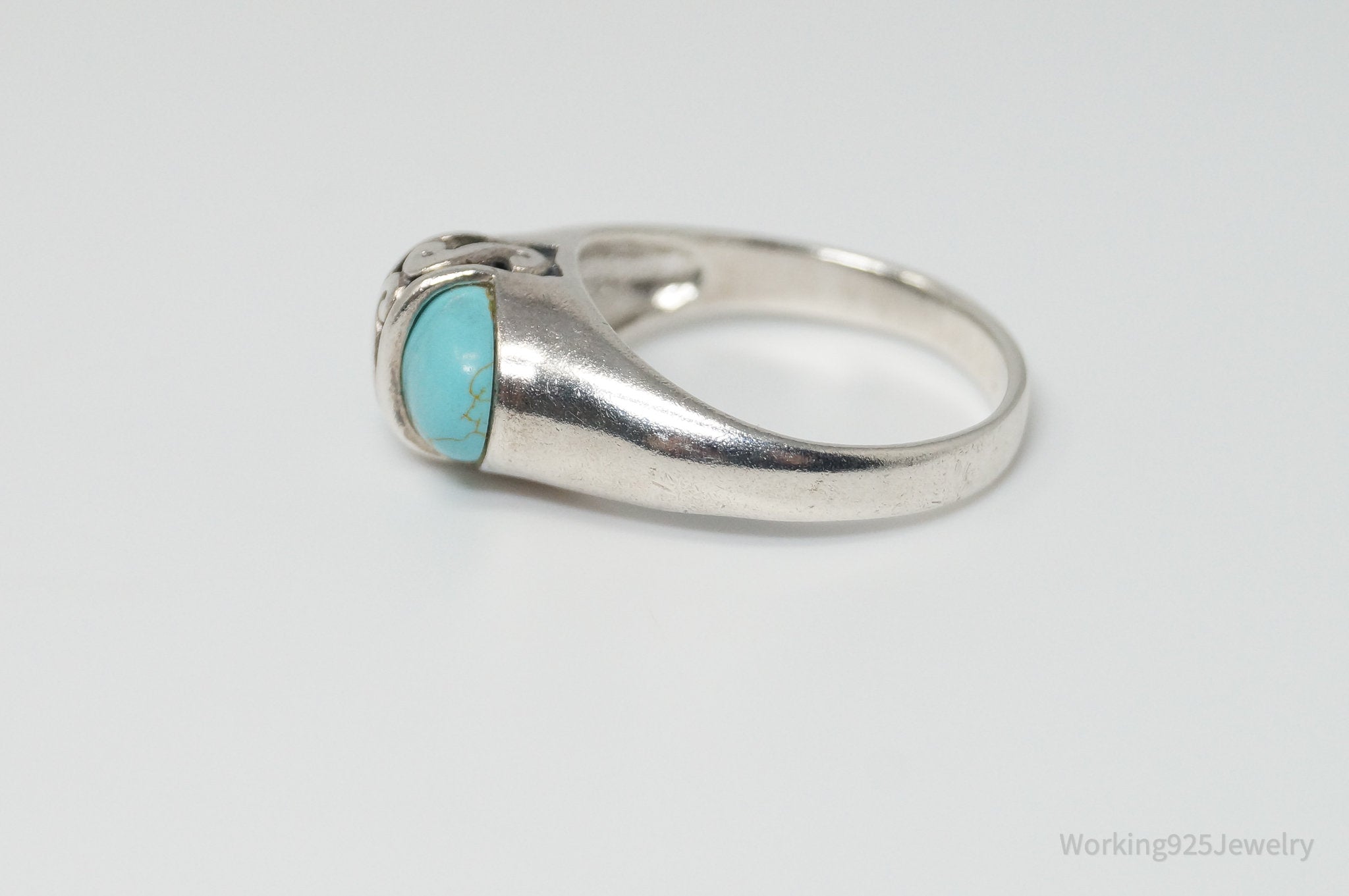 Vintage Designer PD Turquoise Sterling Silver Ring - Size 9