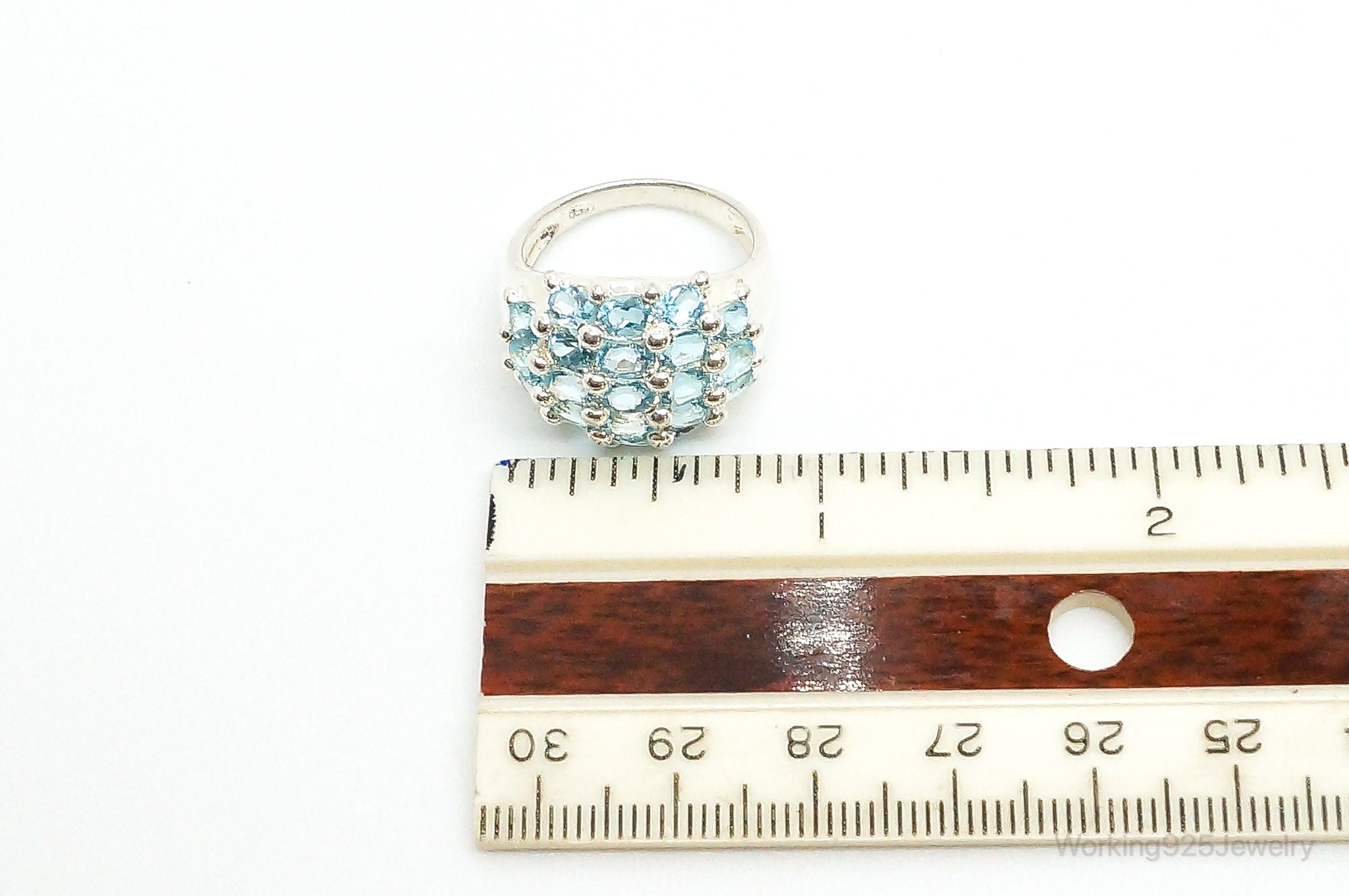 Blue Topaz Sterling Silver Ring Size 7.75