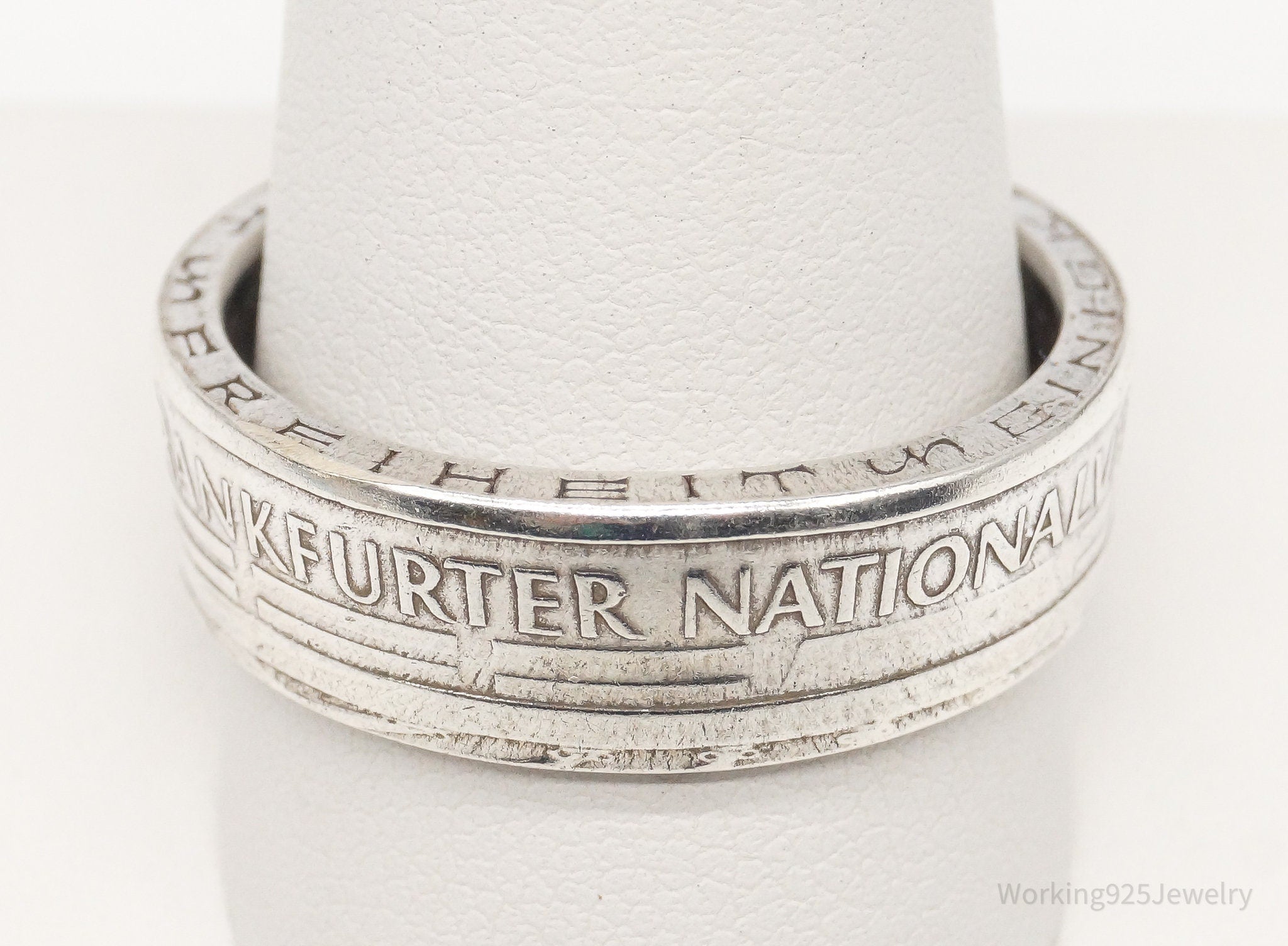 Vintage Frankfurter National Assembly 5 Mark Silver Coin Ring - Size 12.25