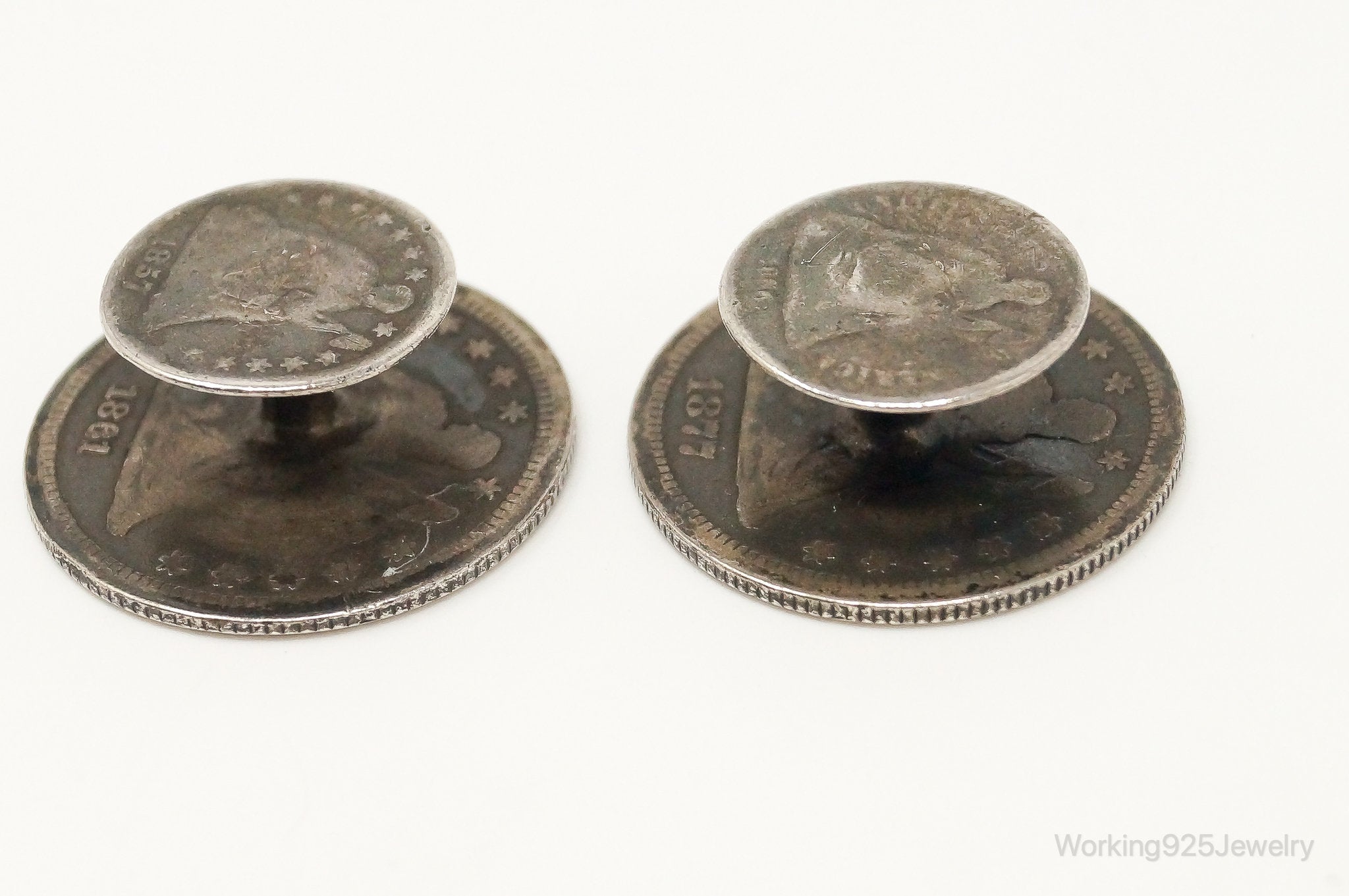 Antique Seated Liberty Coins Silver Cufflinks