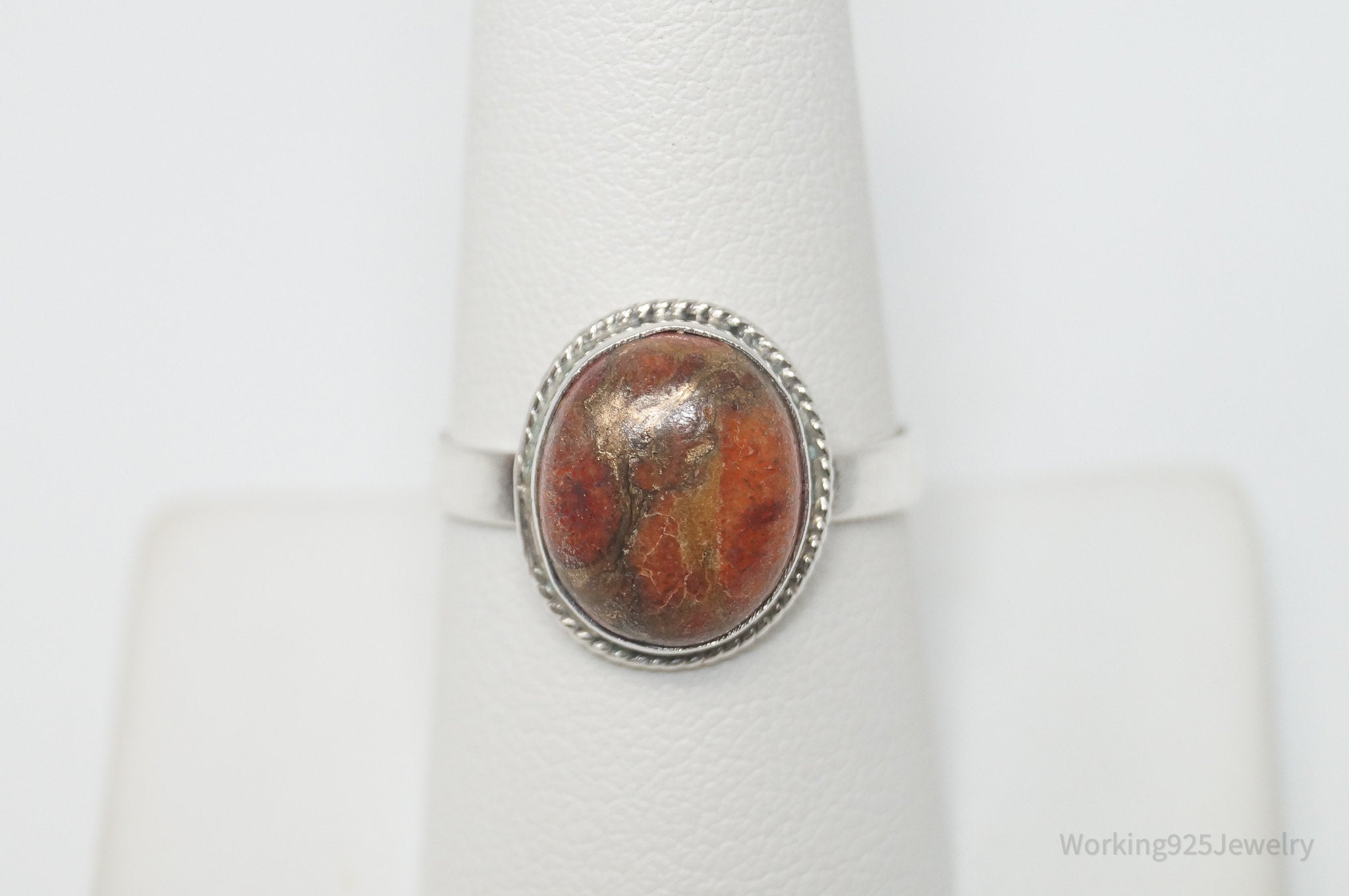 Vintage Jasper Southwestern Sterling Silver Ring - Sz 9