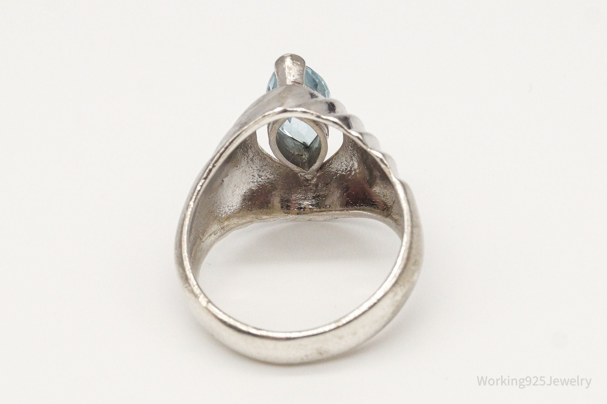 Vintage Blue Topaz Sterling Silver Ring - Size 7.75