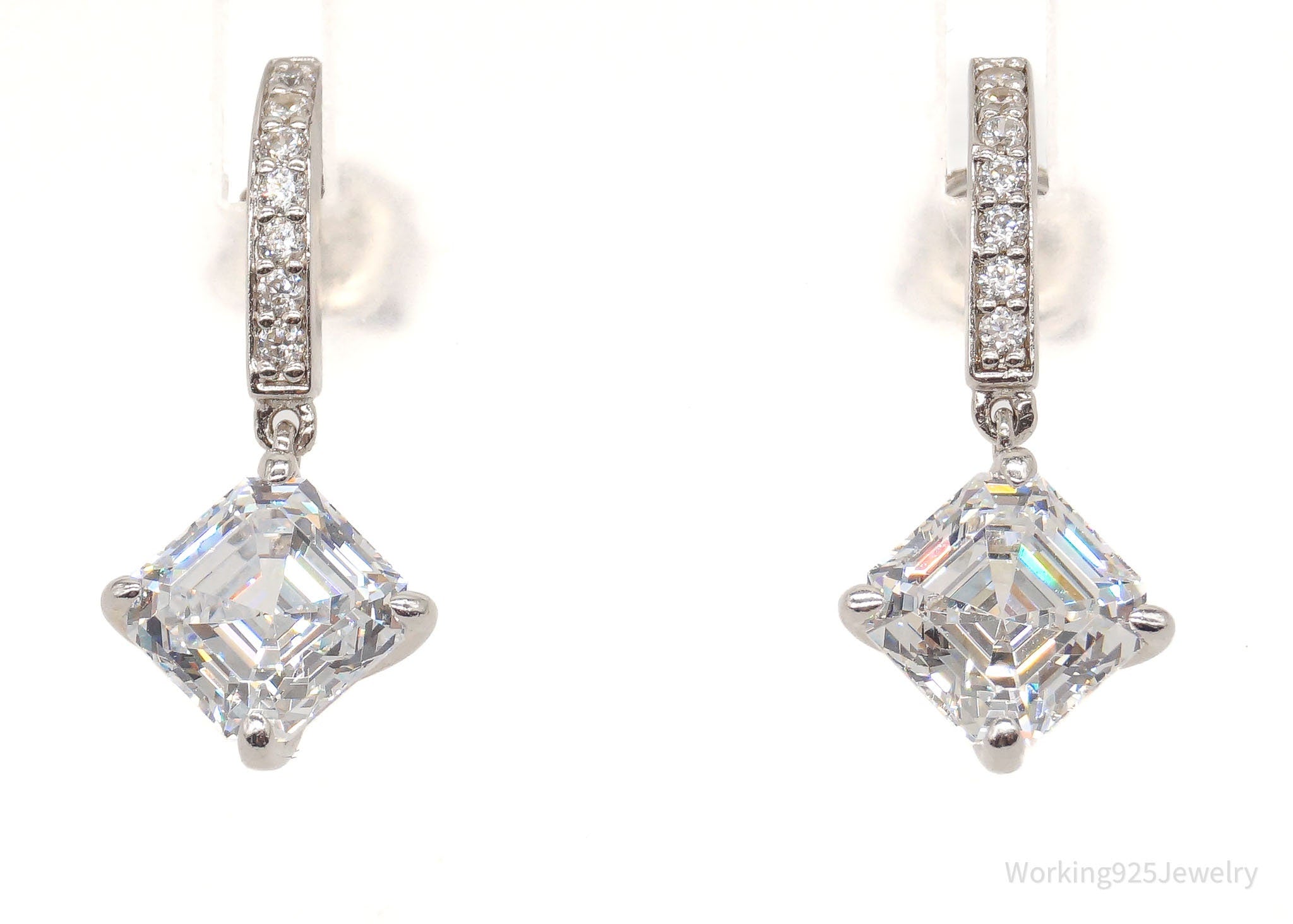 Designer Daniel K Simulated Diamond Rhodium Finish Sterling Silver Earrings