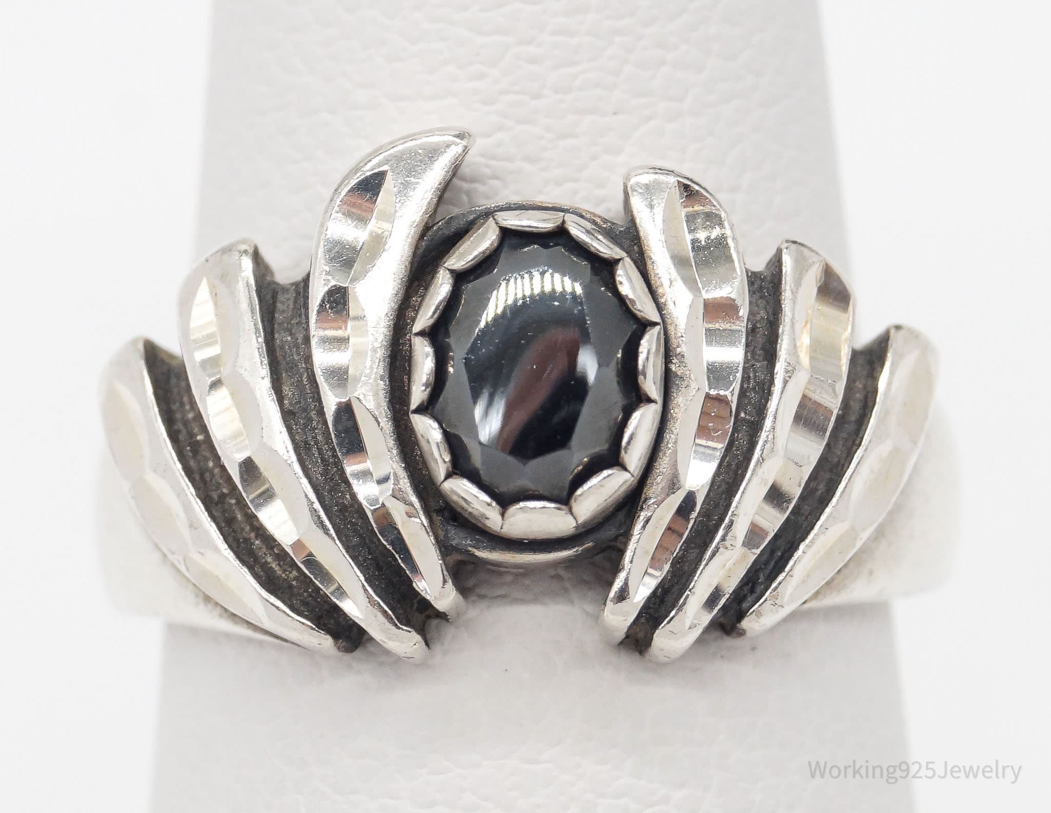 Vintage Designer WM Co Hematite Sterling Silver Ring - Size 6.25