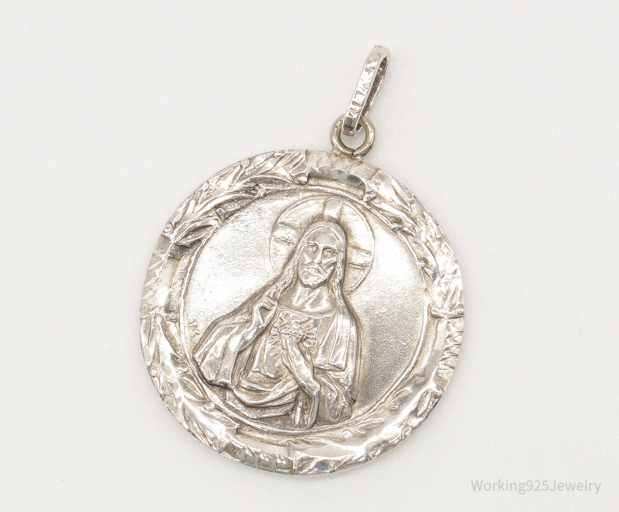 Antique Mother Mary Jesus Sterling Silver Pendant