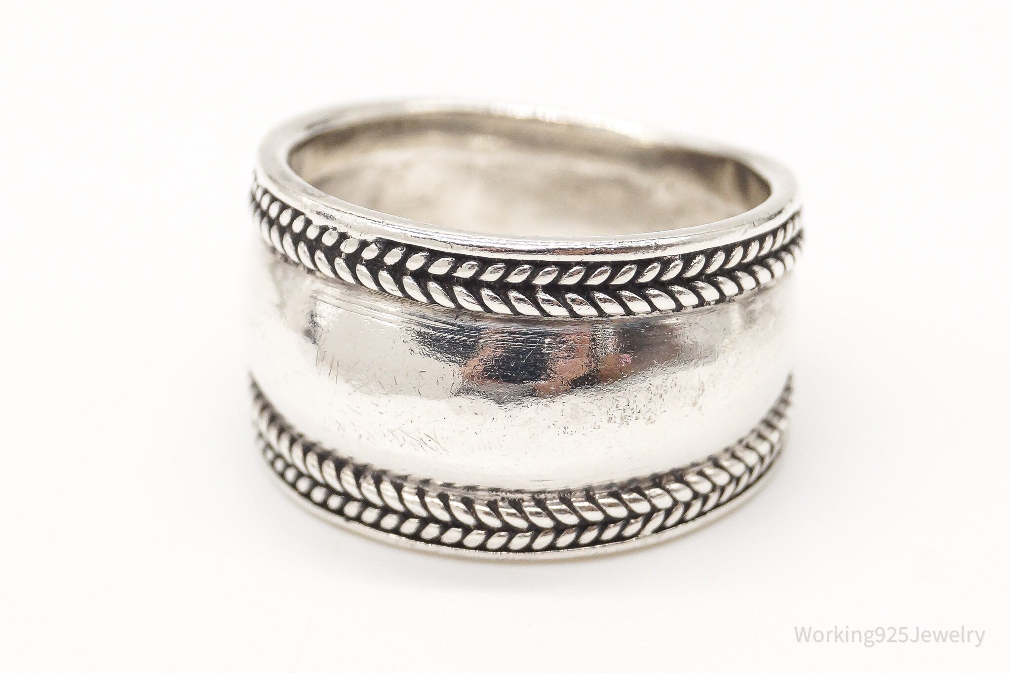 Vintage Bali Southwestern Sterling Silver Band Ring - Size 6.75