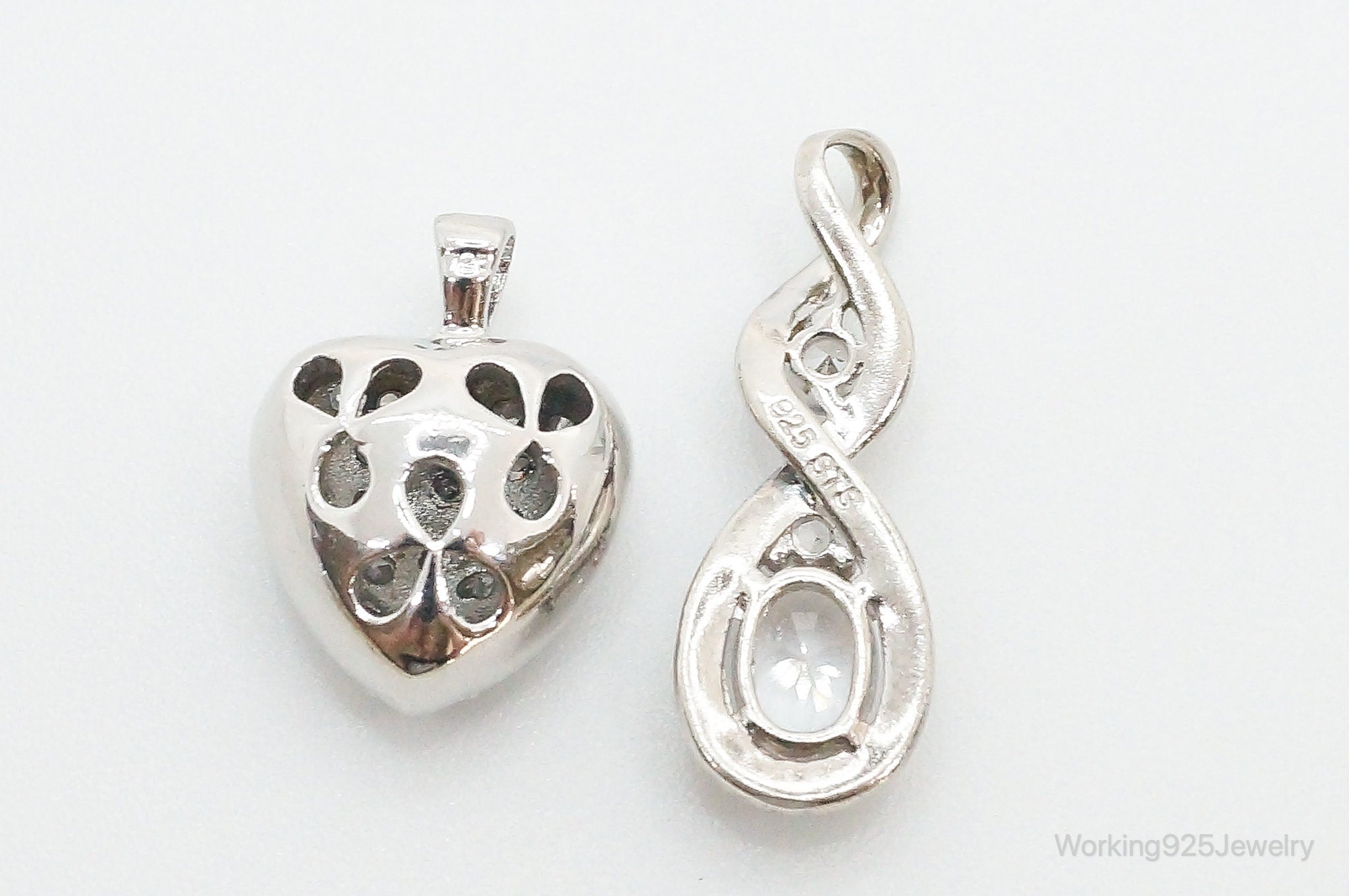 Vintage Cubic Zirconia Sterling Silver Necklace Pendants