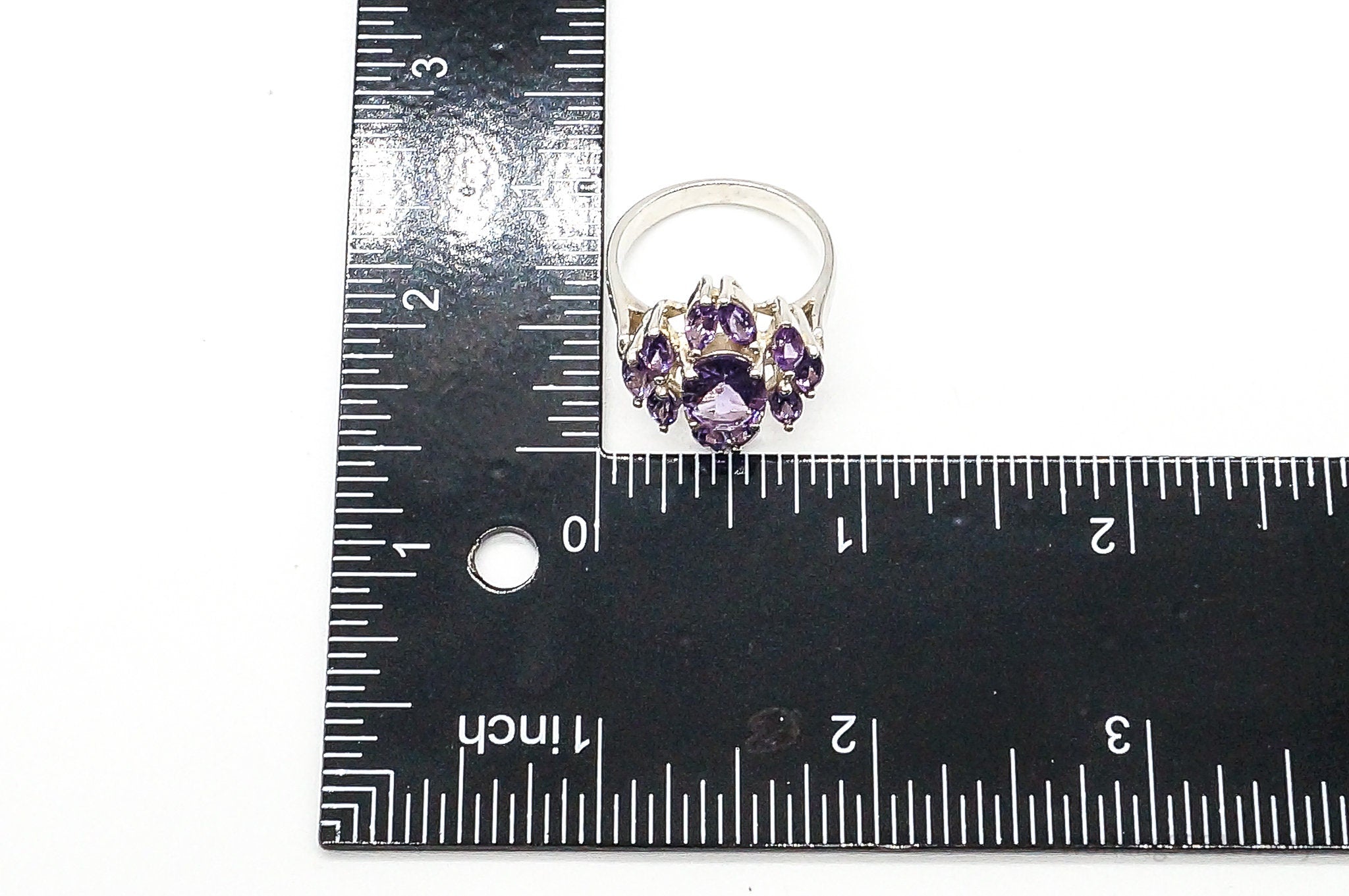 Large Amethyst Sterling Silver Ring - Size 9.75