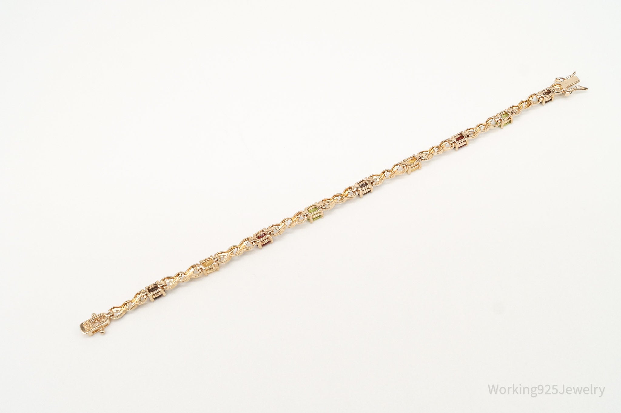 Ross Simons Multi Gem Single Diamond 18Kt Gold Over Sterling Silver Bracelet