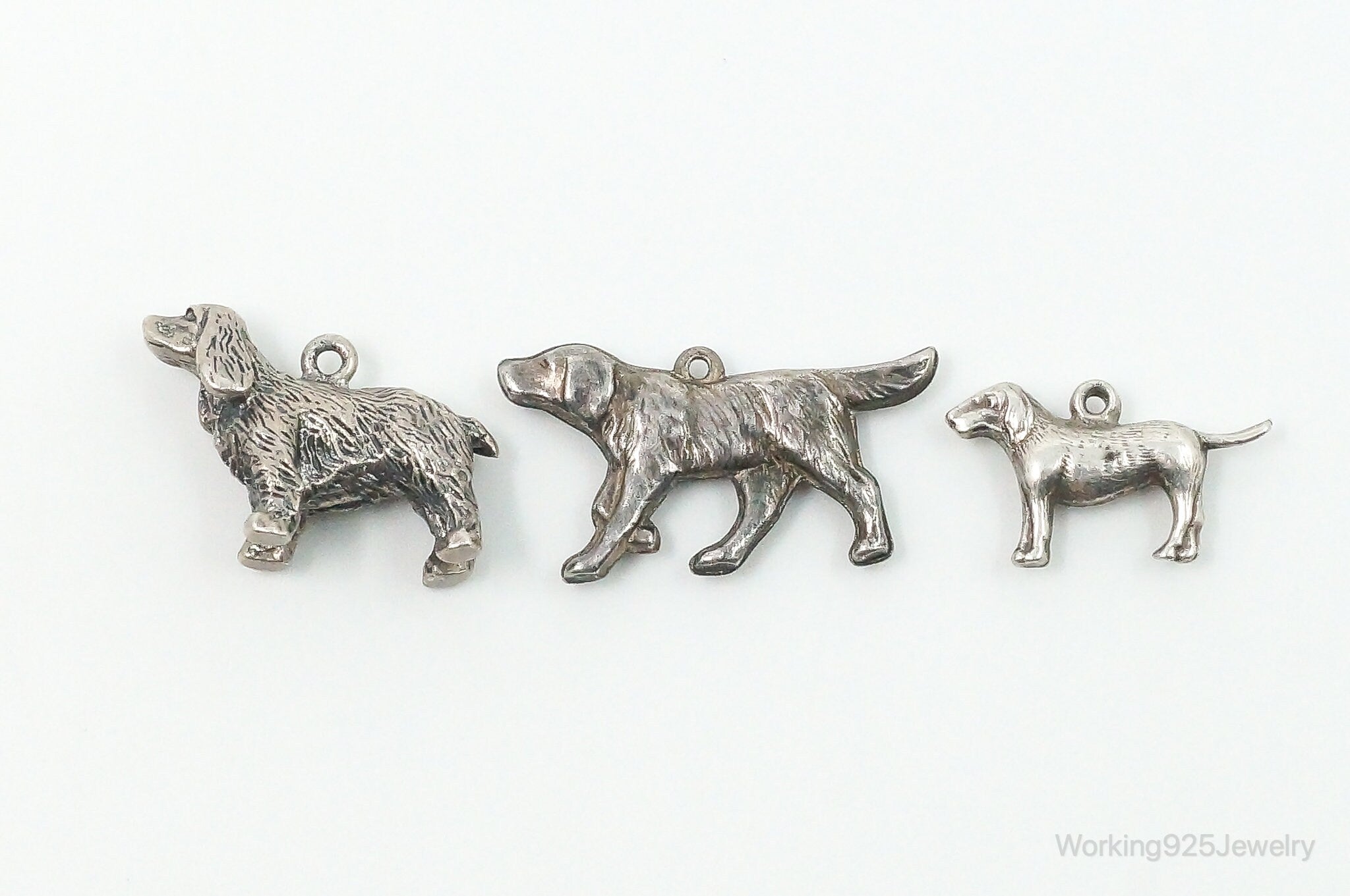 Vintage Antique Puppies Dogs Sterling Silver Charms Lot