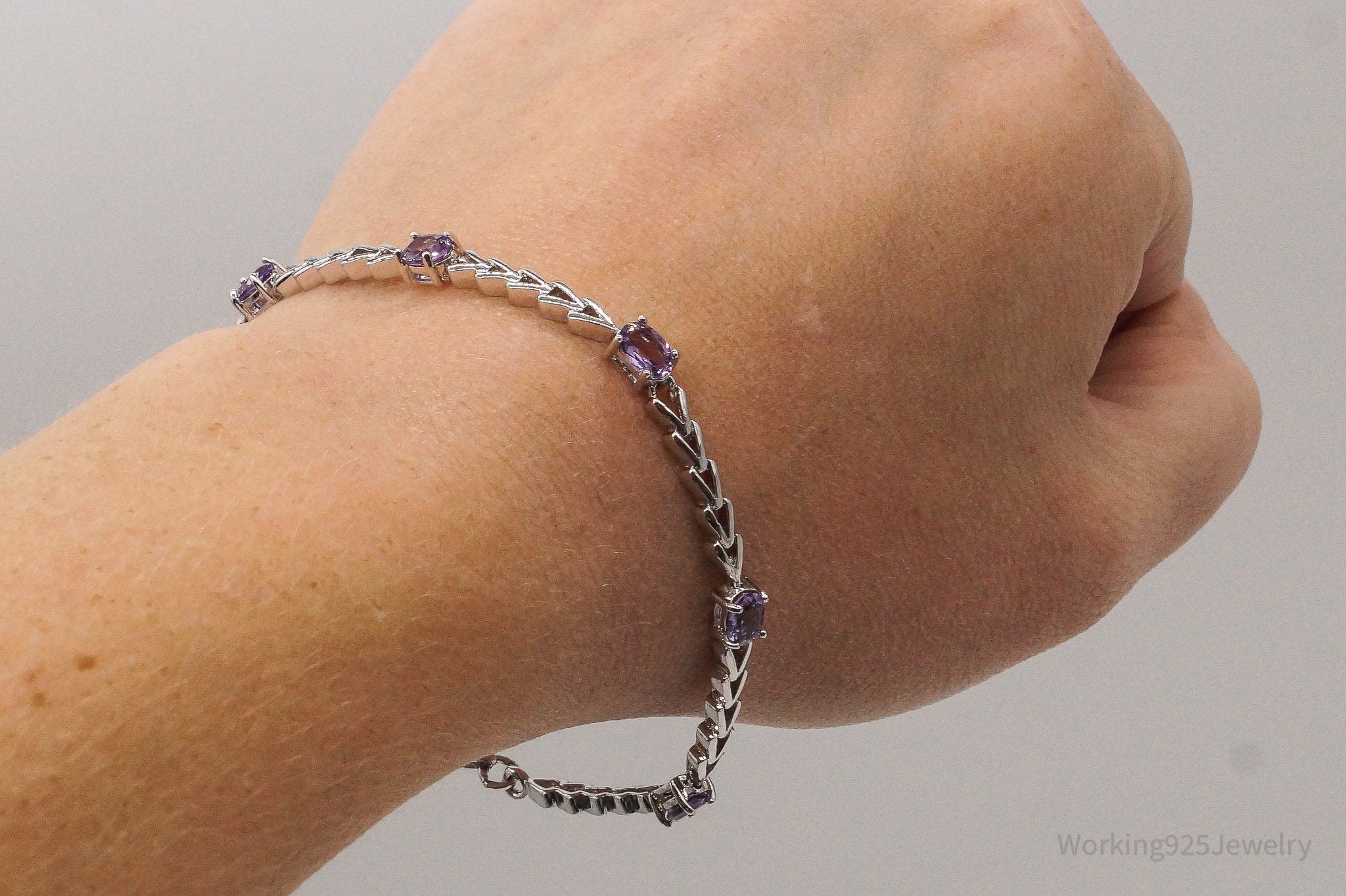 Vintage Amethyst Sterling Silver Bracelet