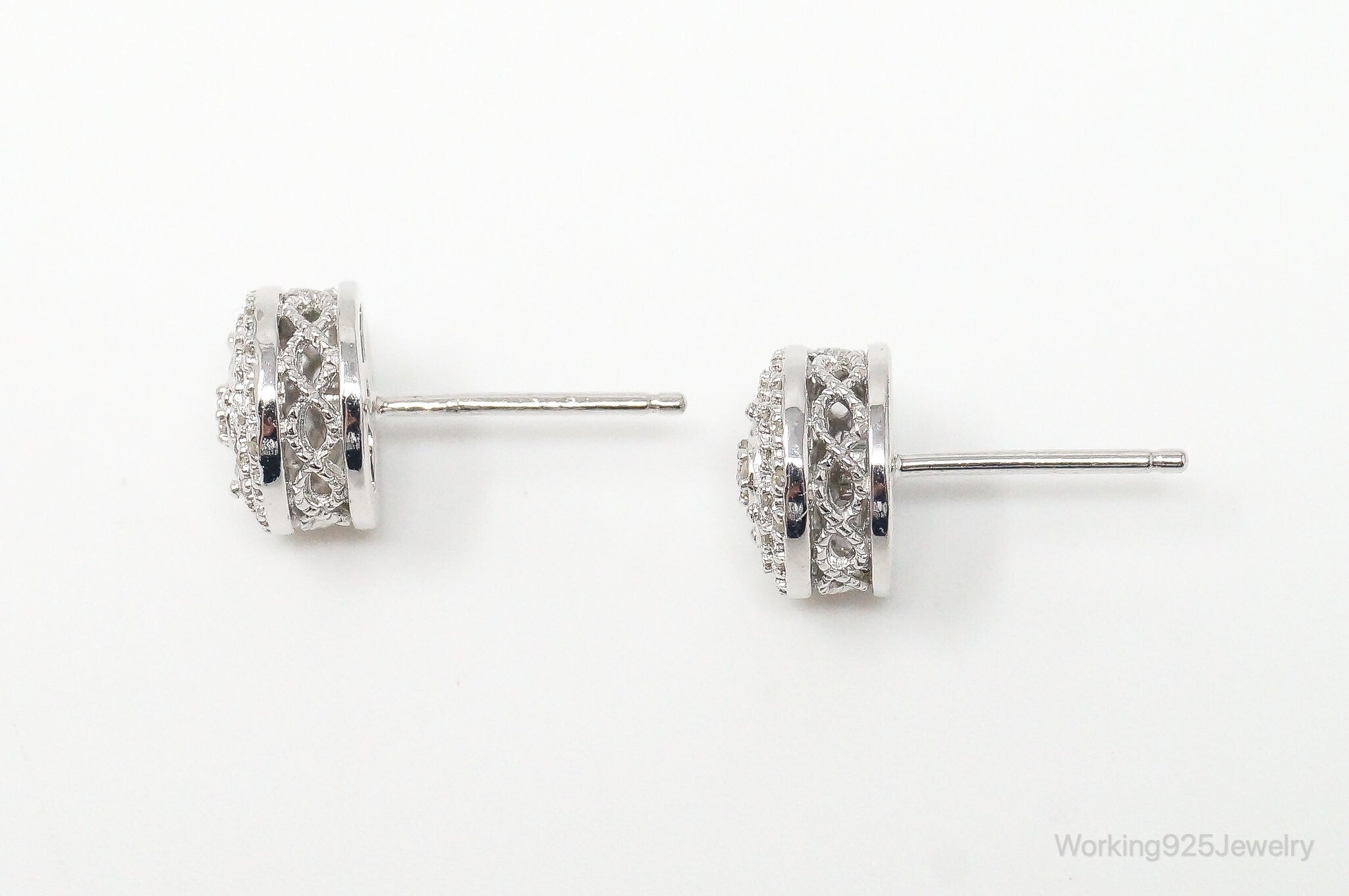 Vintage Diamond Sterling Silver Earrings