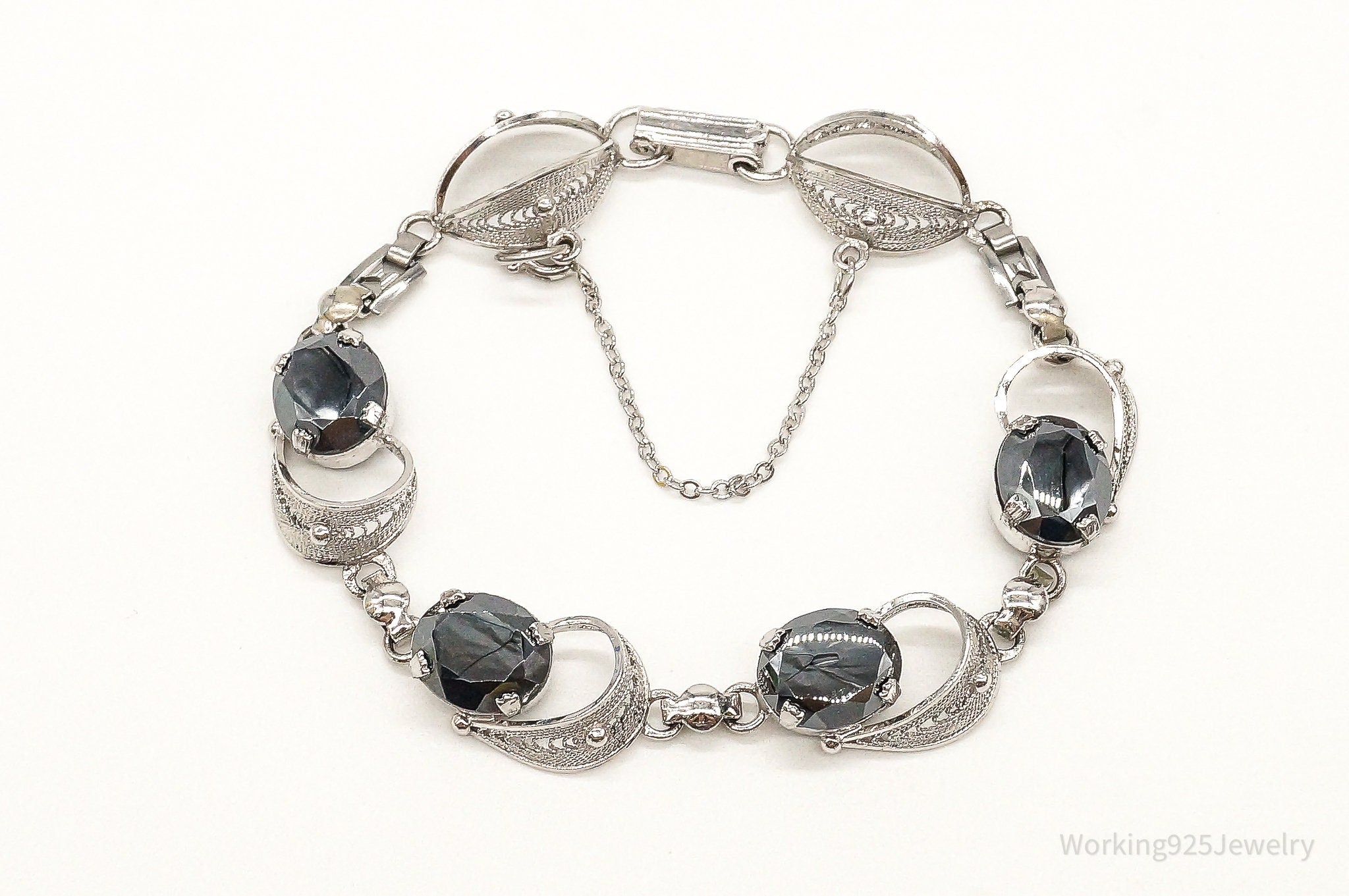 Antique Hematite Sterling Silver Bracelet