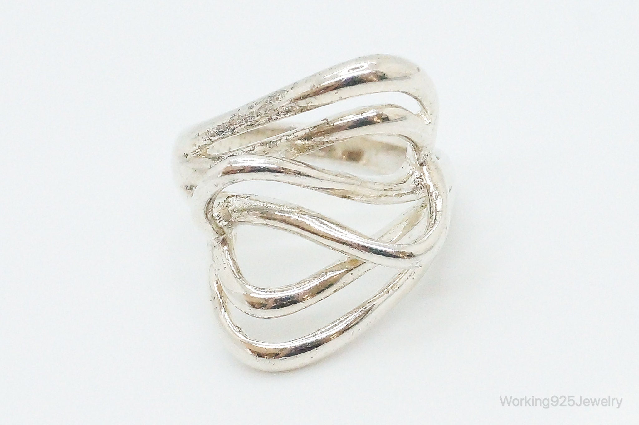 Vintage Designer Chapal-Zenray Modernist Abstract Sterling Silver Ring - Size 8