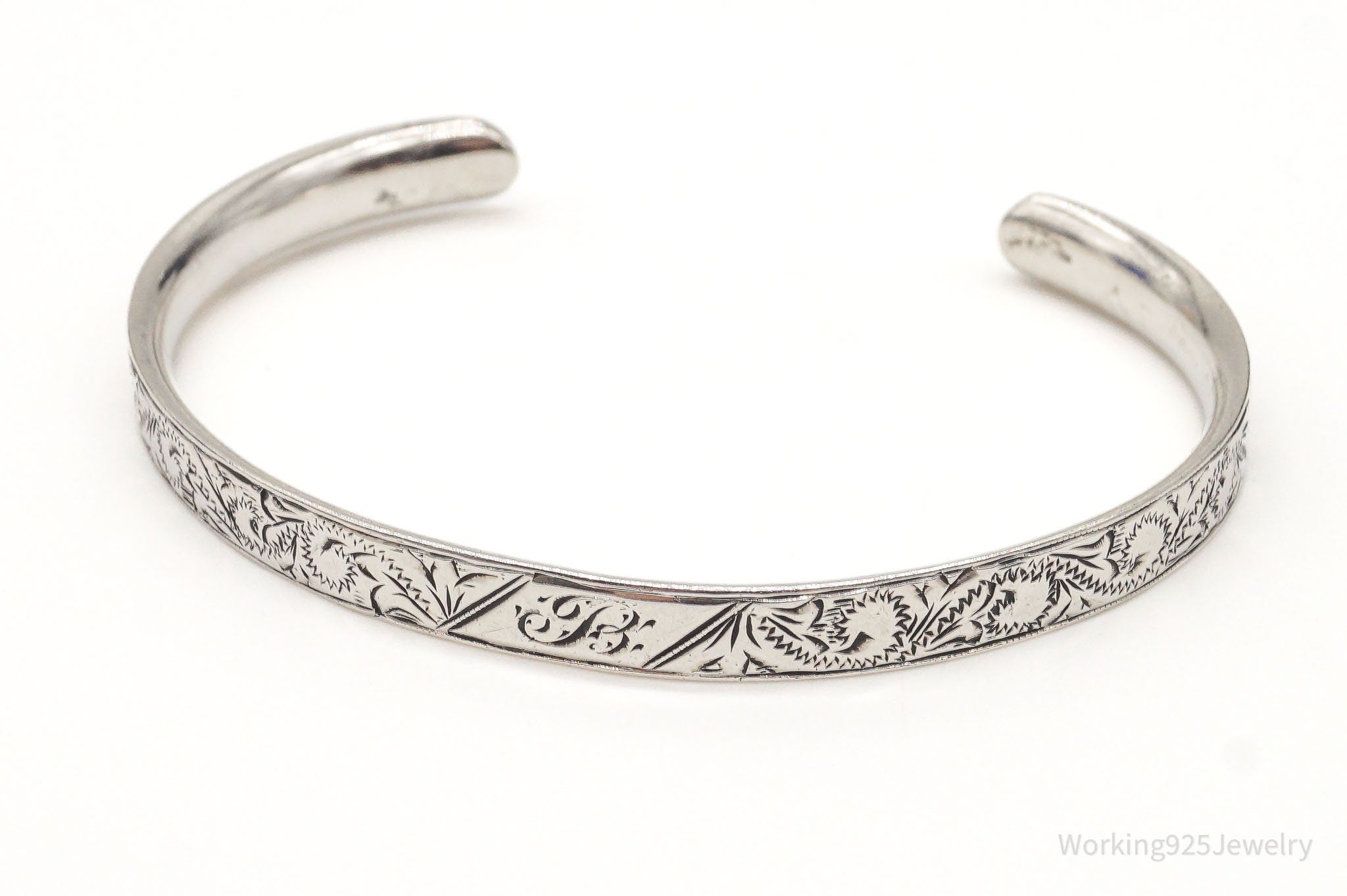 Antique Letter "B" Art Nouveau Sterling Silver Bracelet