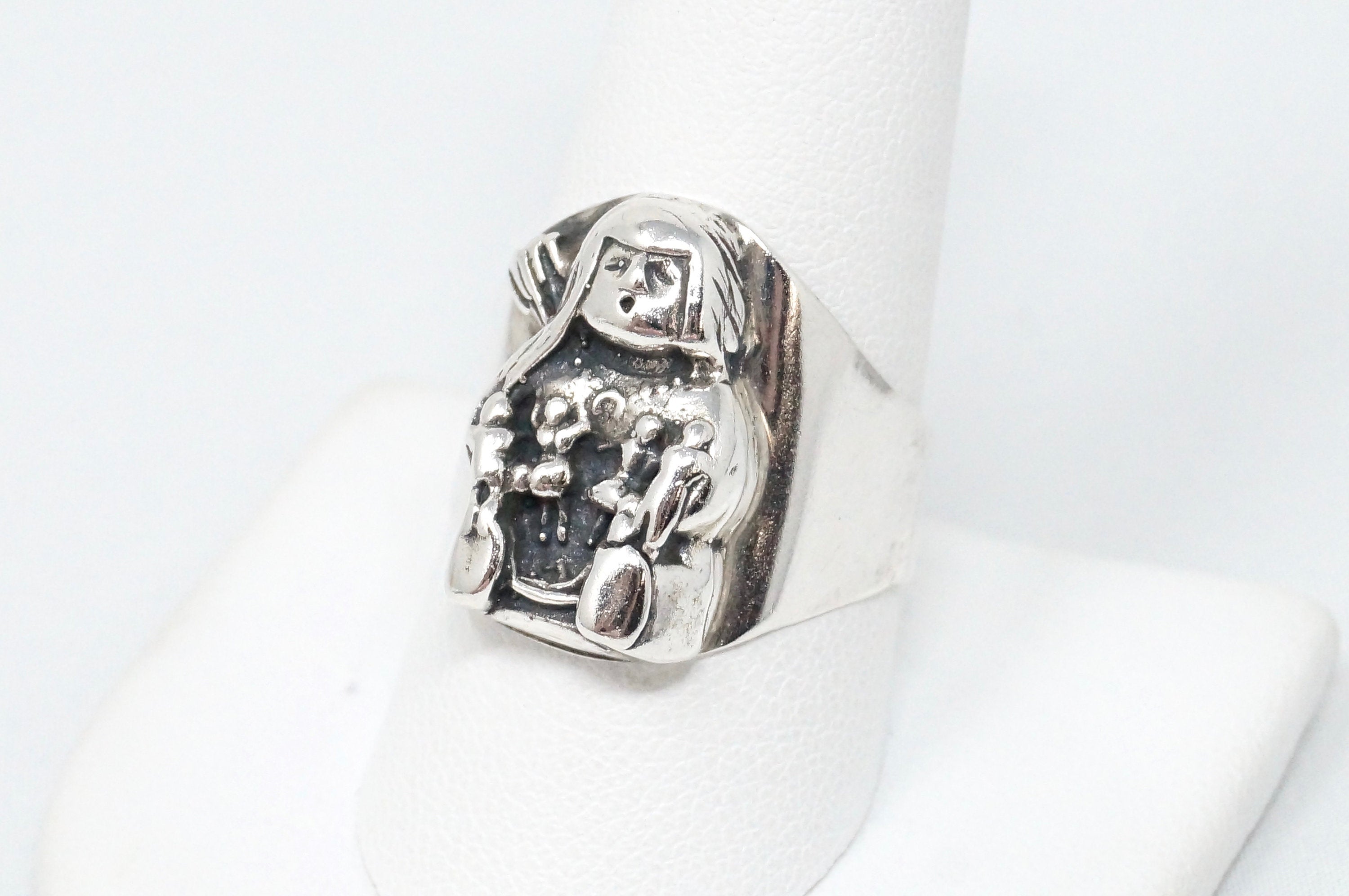 Native American Manuel Karen Hoyungowa Anglo Mother Sterling Silver Ring