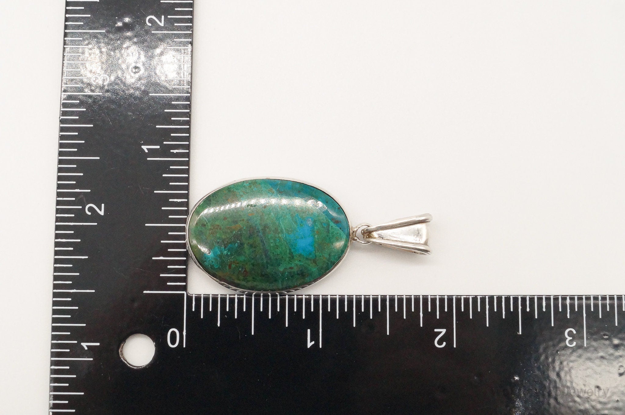 Vintage Large Chrysocolla 950 Silver Pendant