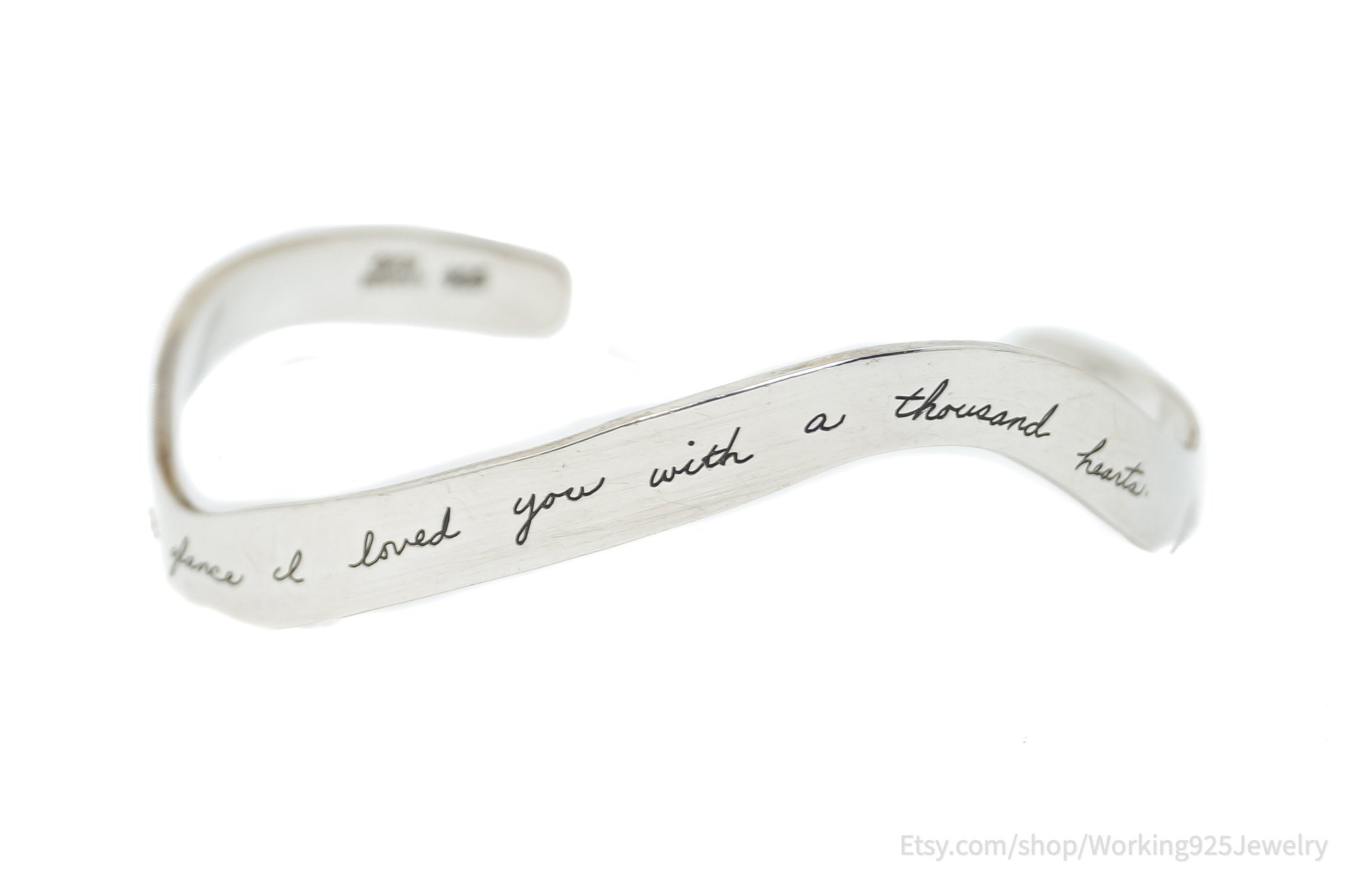 Vintage Designer BB Becker Quote Sterling Silver Cuff Bracelet