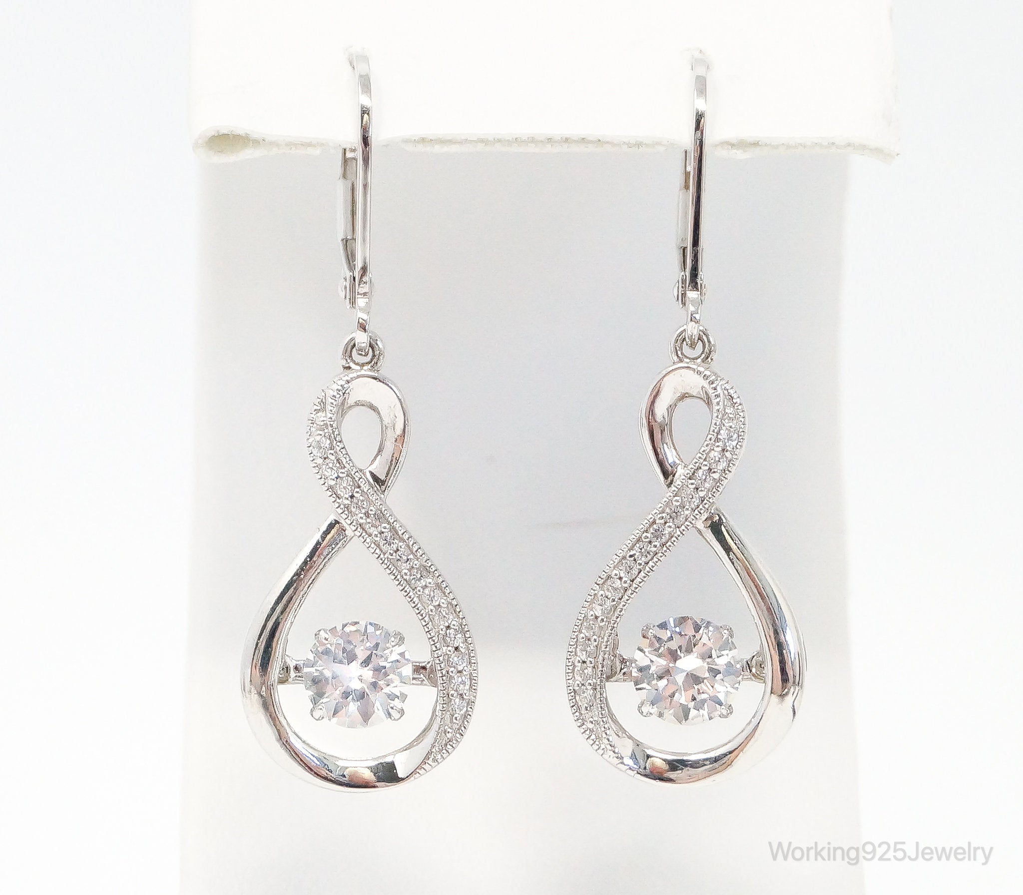 Vintage Cubic Zirconia Sterling Silver Earrings