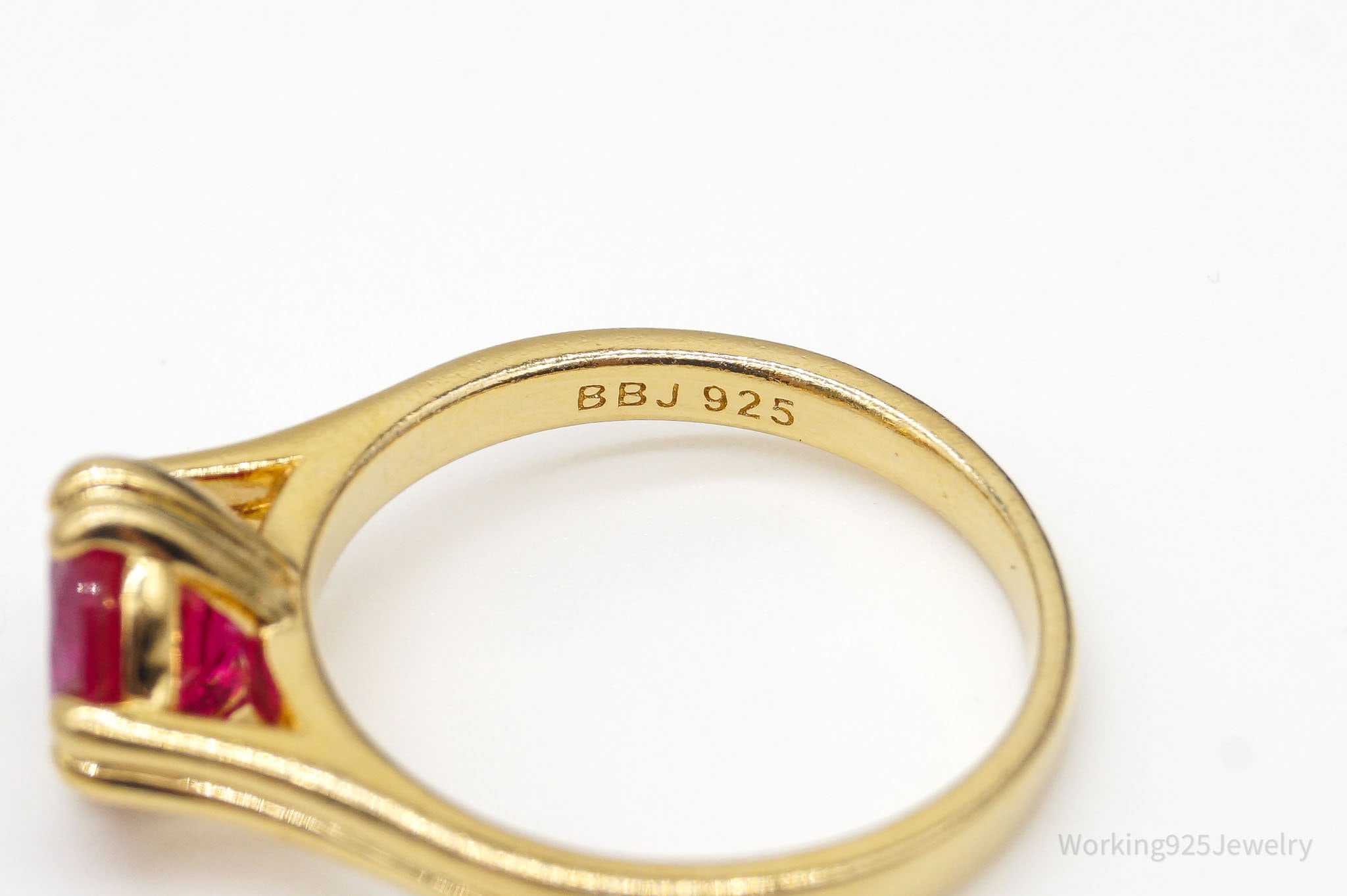 Designer Ruby 18K Gold Over Sterling Silver Ring - Size 6.75