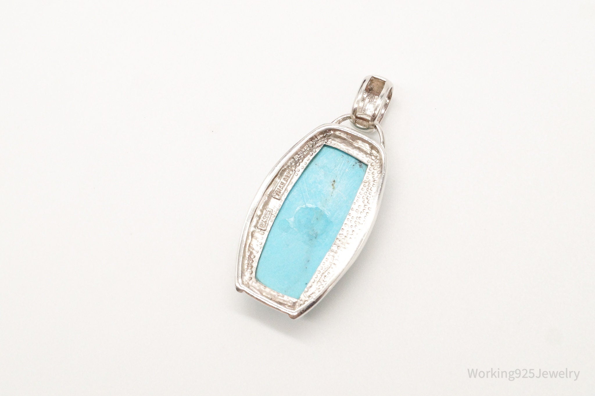 Large Designer SX Turquoise Sterling Silver Pendant