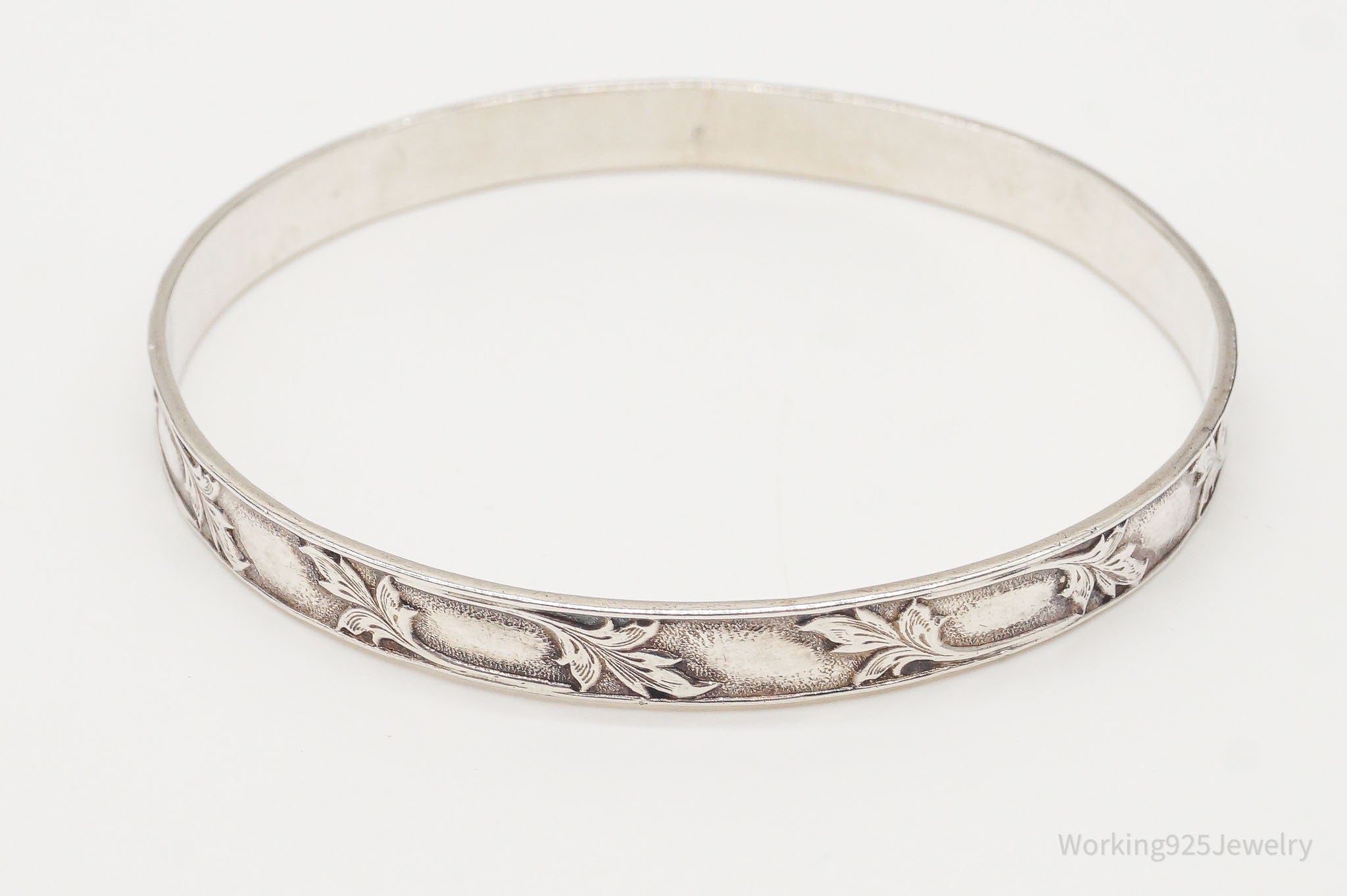 Antique Art Nouveau Sterling Silver Bangle Bracelet