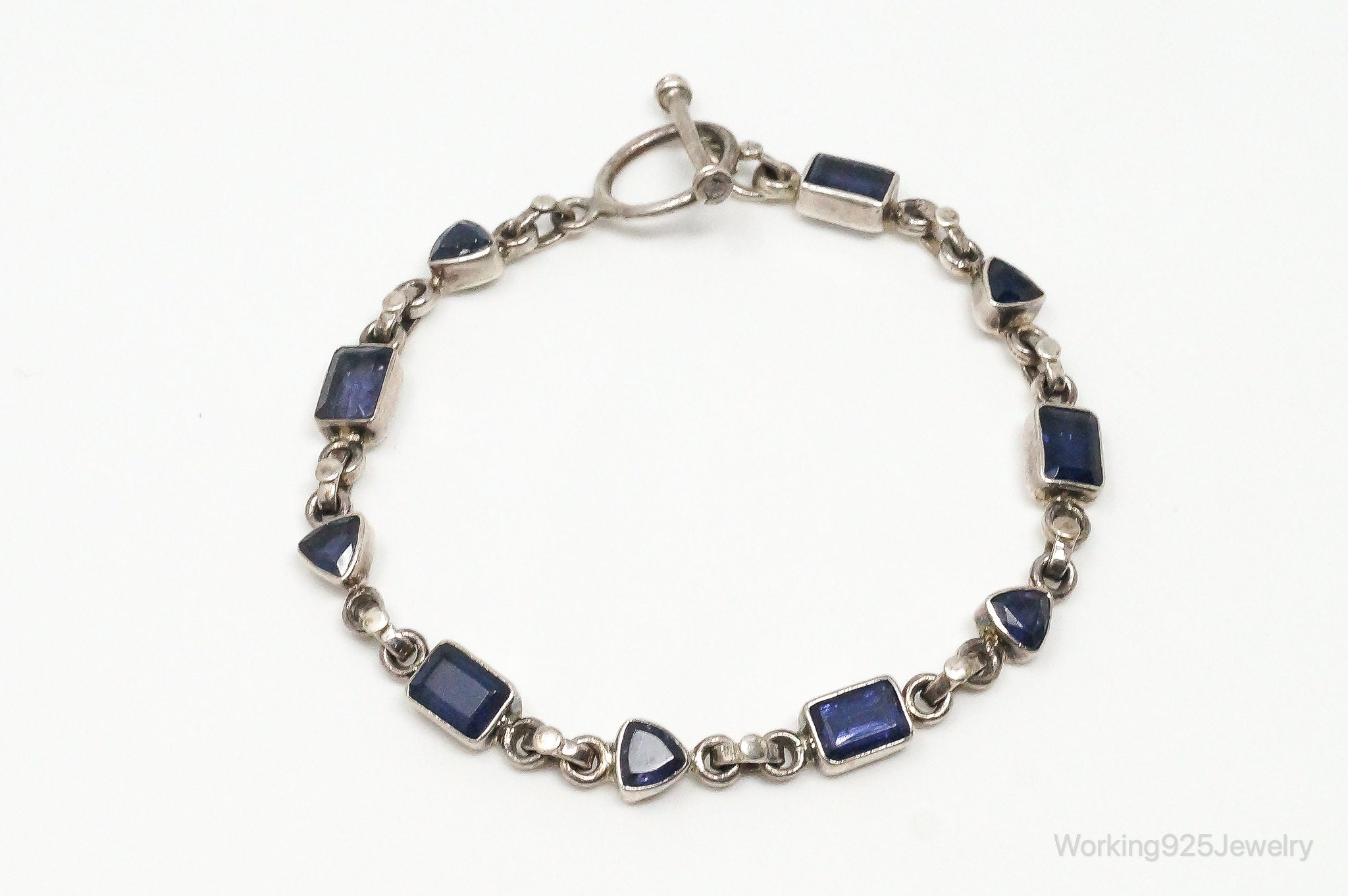 Vintage Iolite Sterling Silver Toggle Bracelet