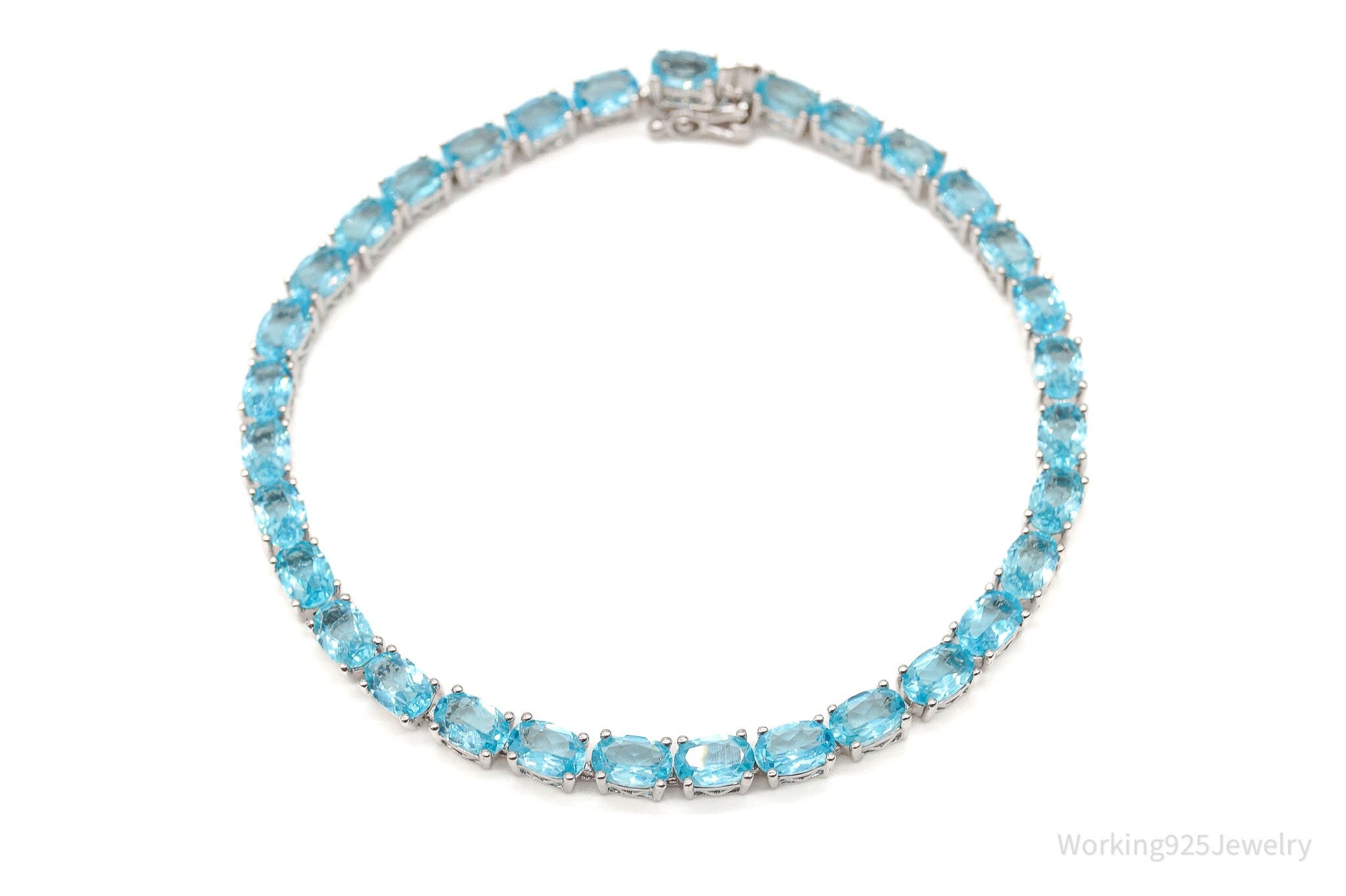 Vintage Blue Topaz Sterling Silver Tennis Bracelet