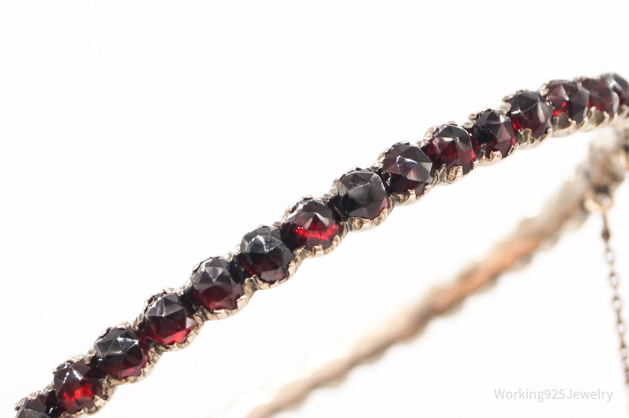 Antique Victorian Bohemian Garnet Rose Gold Over Silver Bracelet