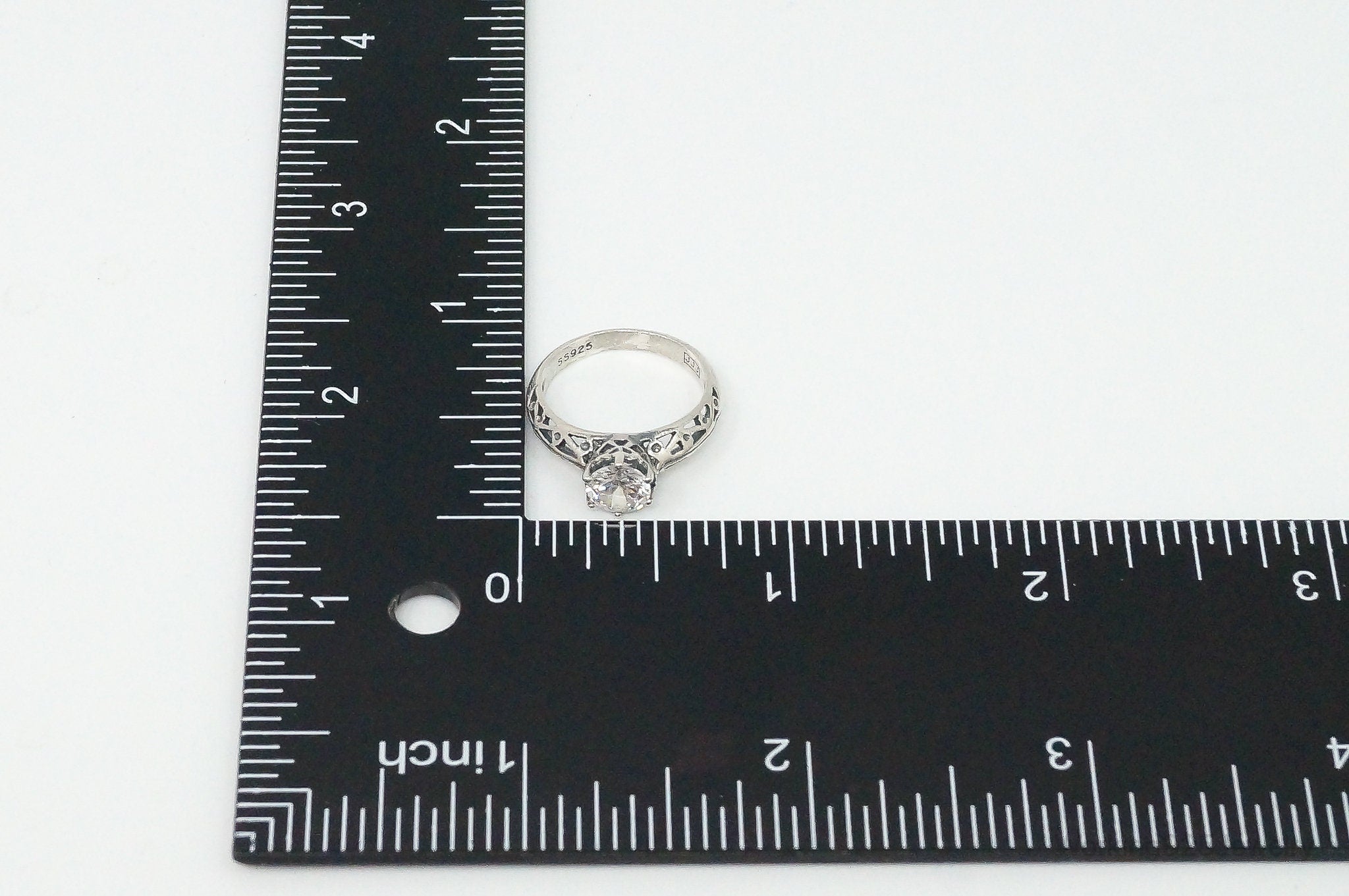 Vintage Cubic Zirconia Sterling Silver Ring - Size 5