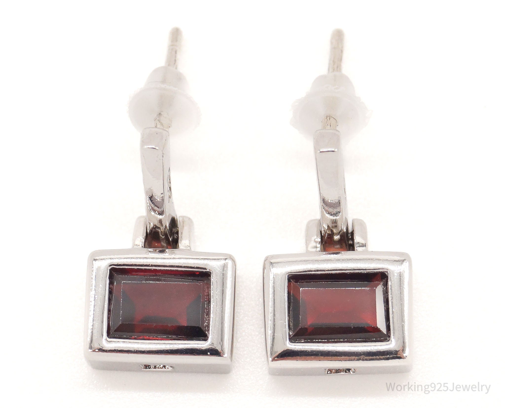 Vintage Garnet Sterling Silver Earrings