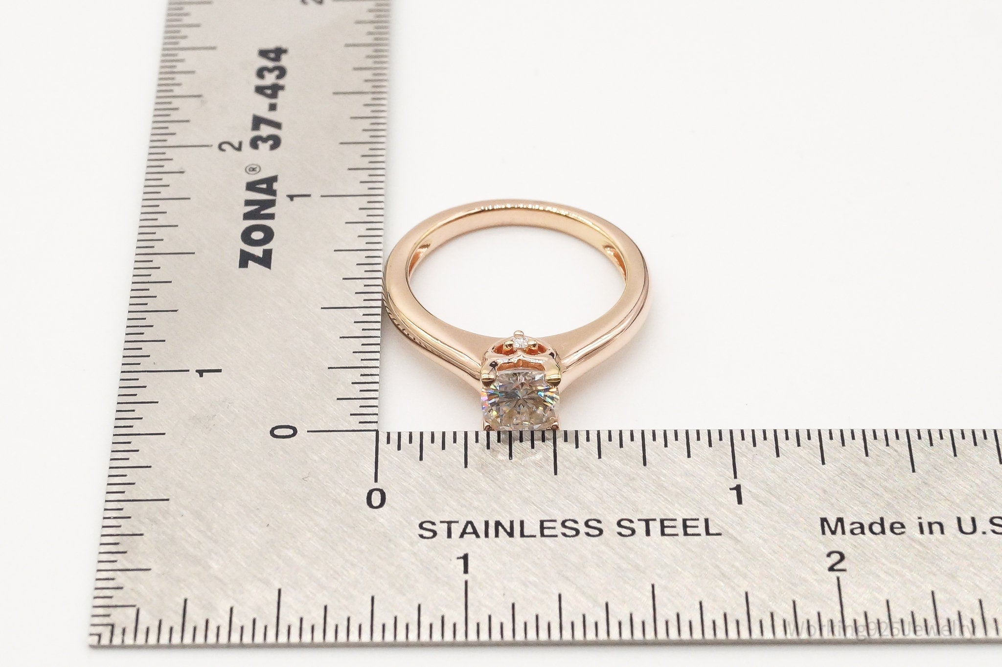 Vintage Cubic Zirconia Rose Gold Vermeil Sterling Silver Ring - Size 5.75