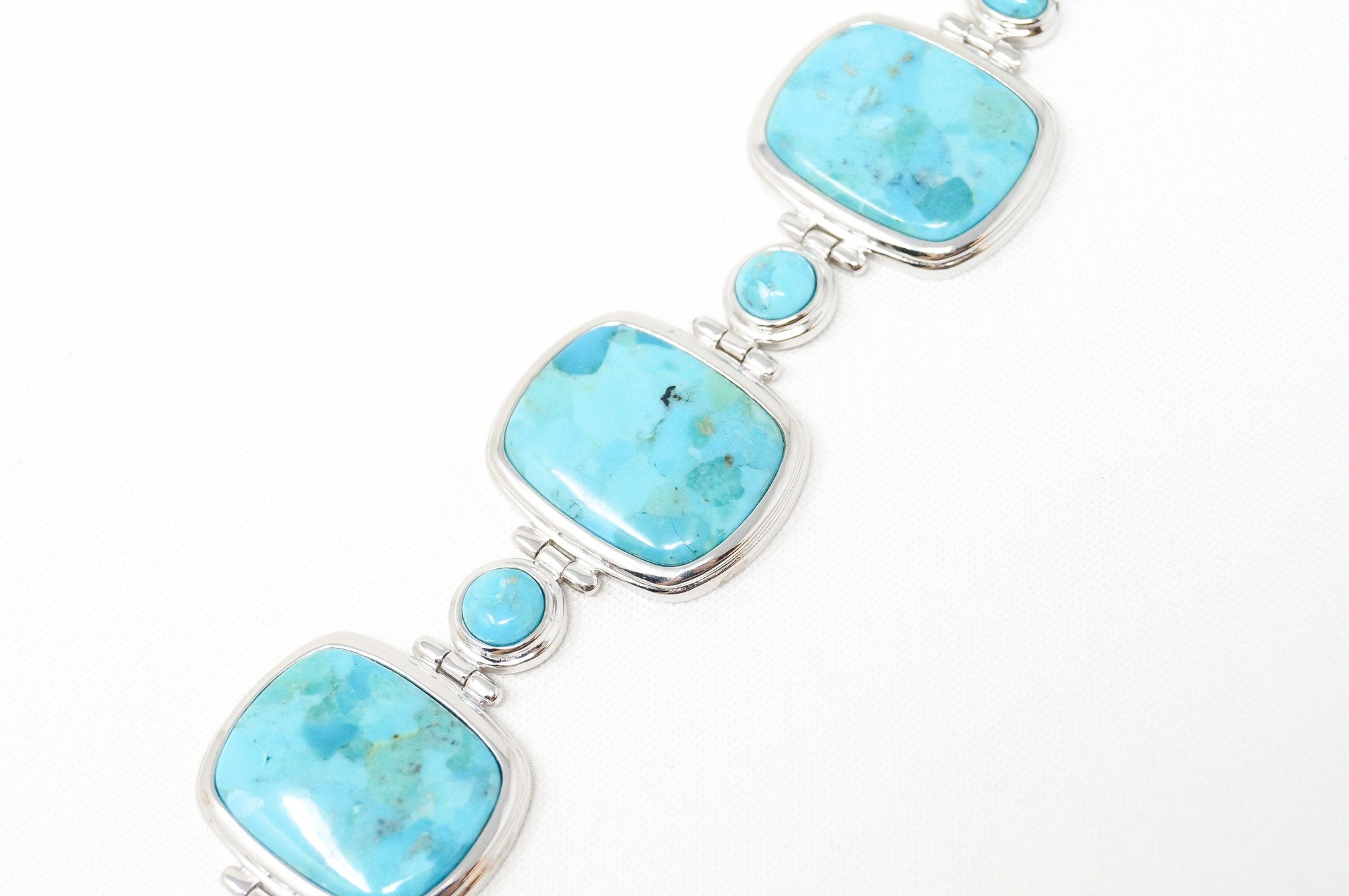 Vintage Designer BBJ Turquoise Southwestern Sterling Silver Toggle Bracelet