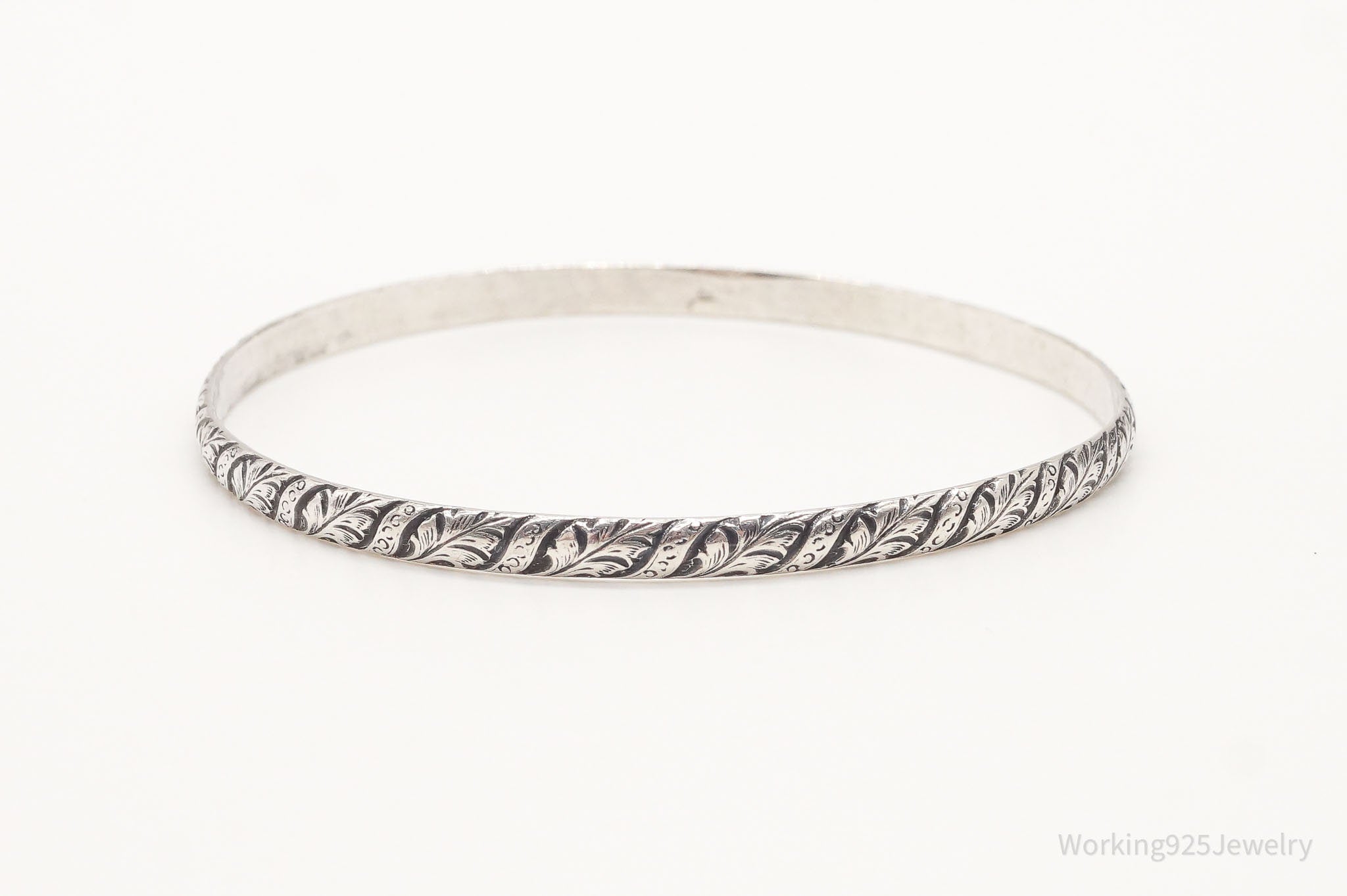 Antique Art Nouveau Sterling Silver Bangle Bracelet