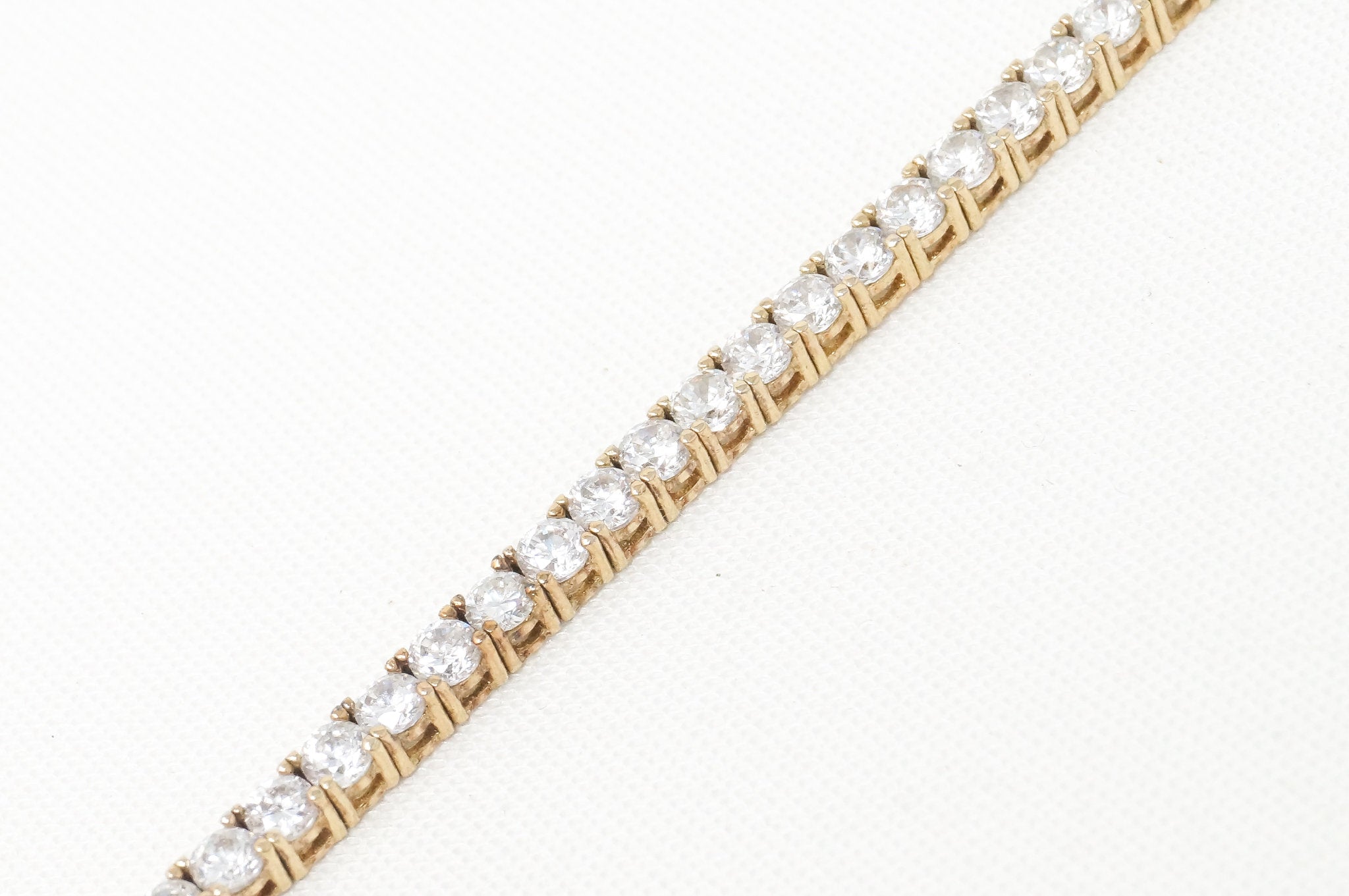 Vintage Art Deco Mid Century Cz Gold Vermeil Sterling Silver Tennis Bracelet