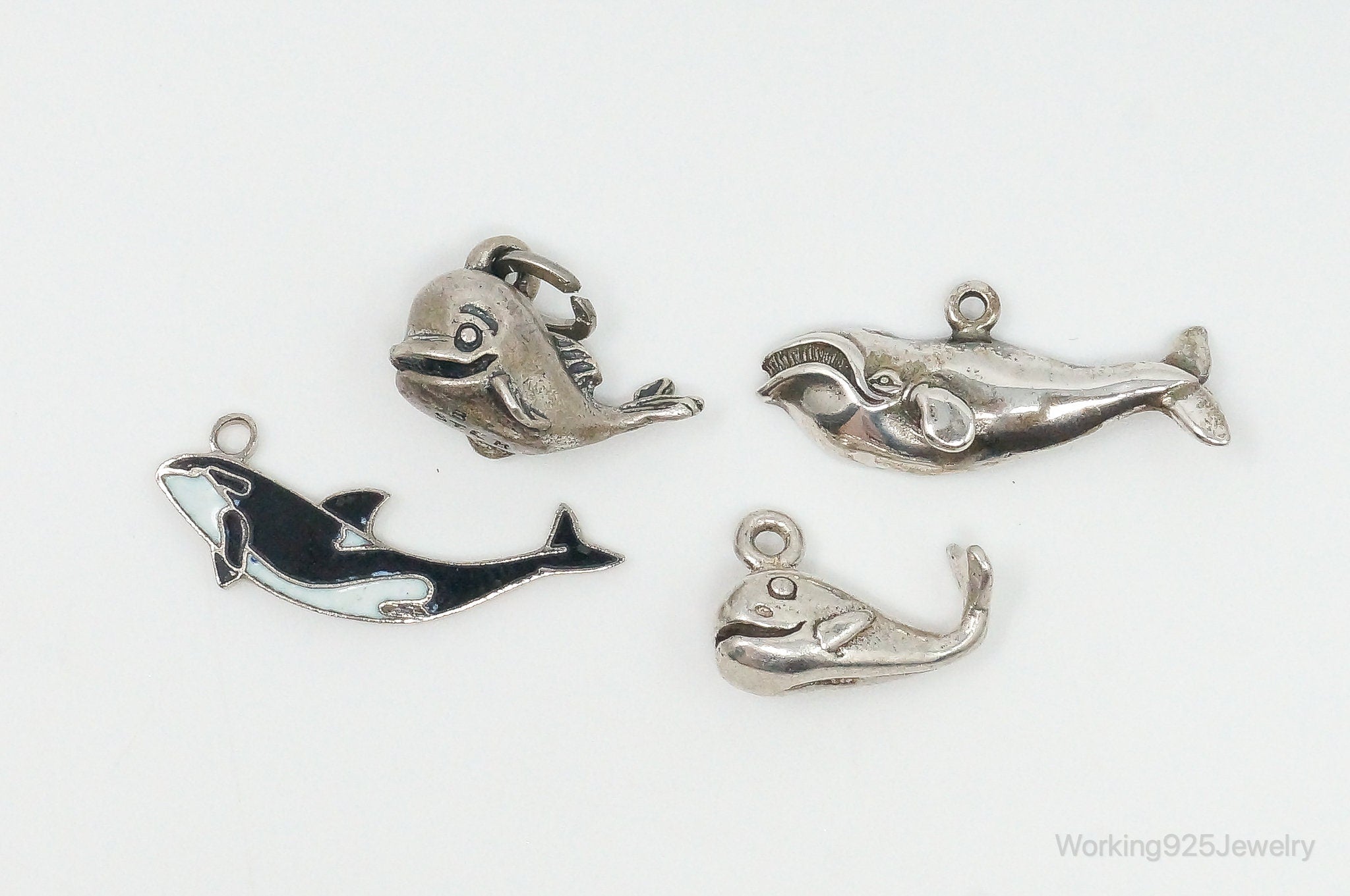 Vintage Antique Whales Sterling Silver Charms Lot