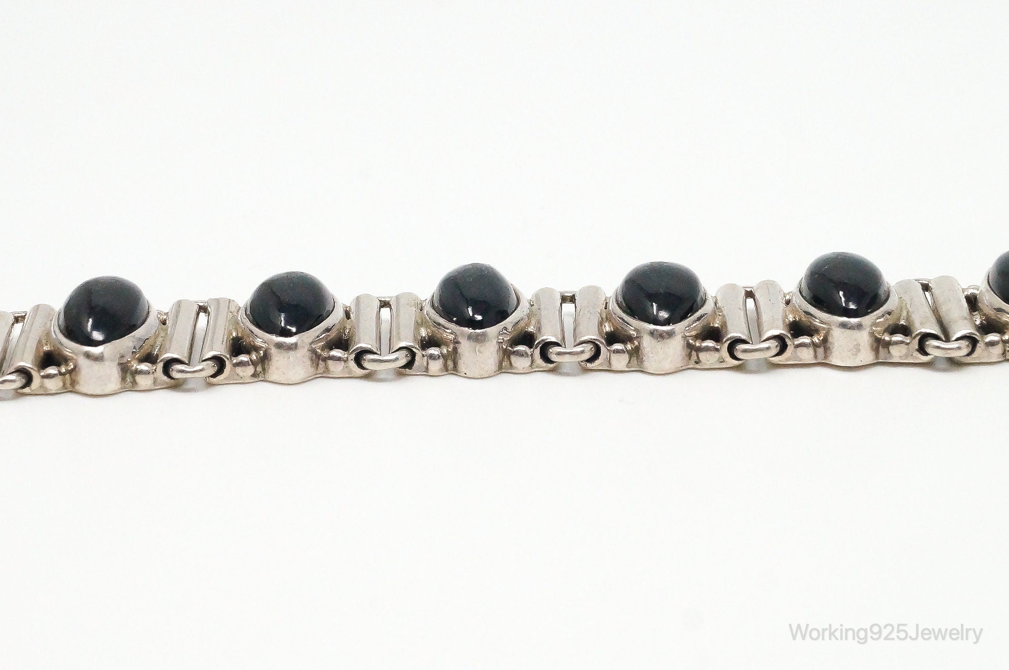 Vintage Black Onyx Toggle Sterling Silver Bracelet