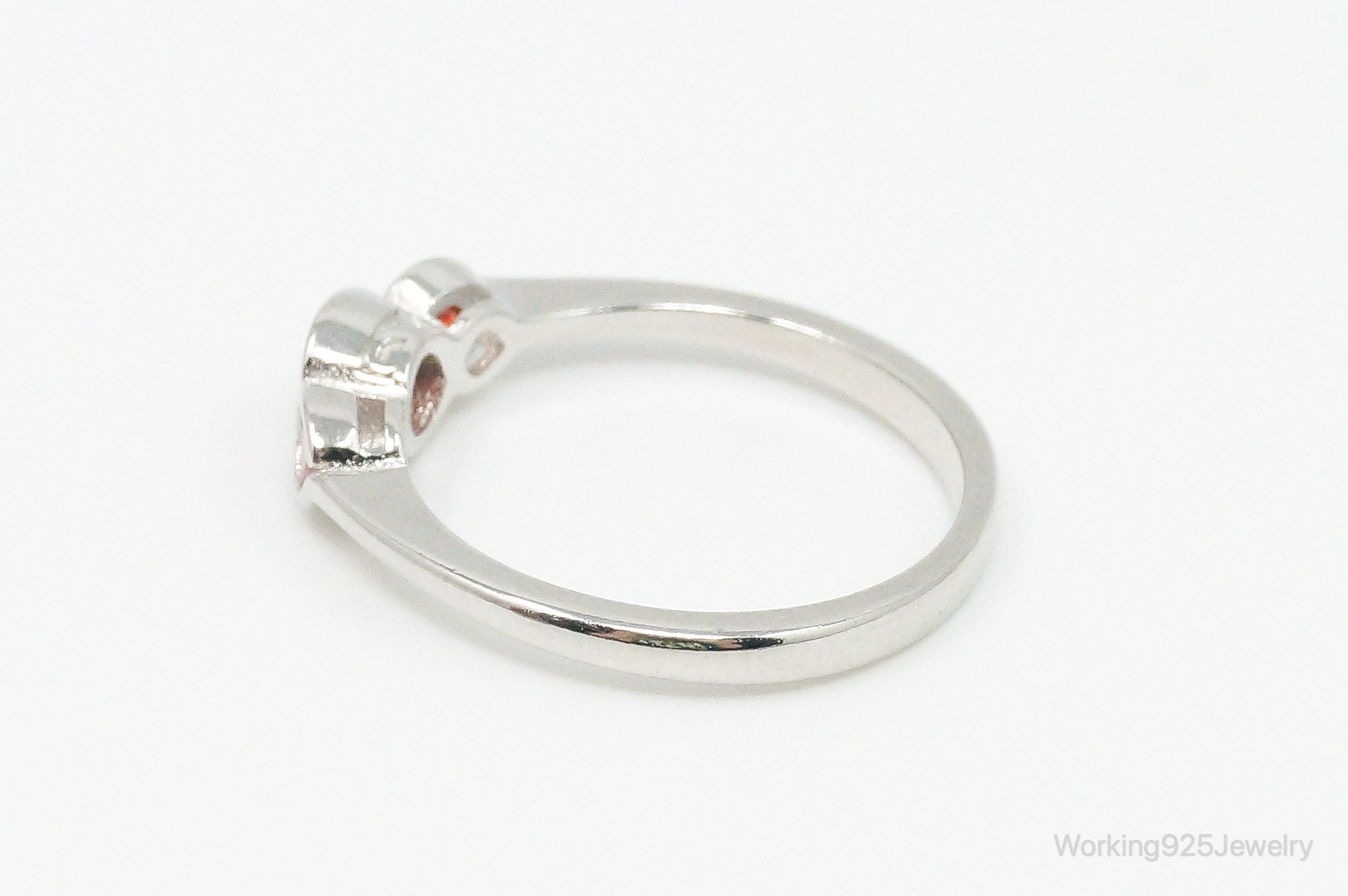 Orange Cubic Zirconia Sterling Silver Ring - Size 6.75