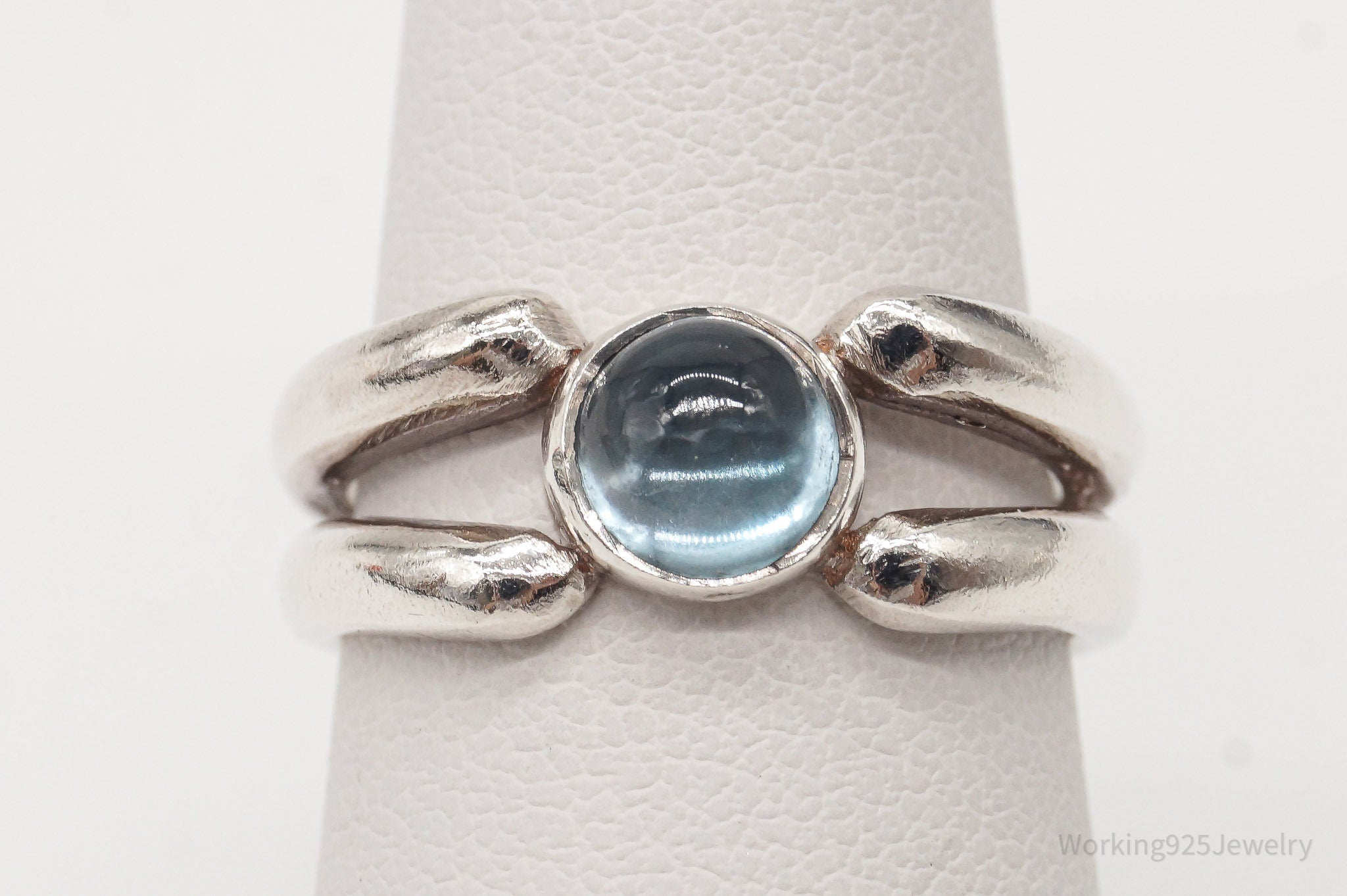 Vintage Blue Topaz Sterling Silver Ring - Size 6.5