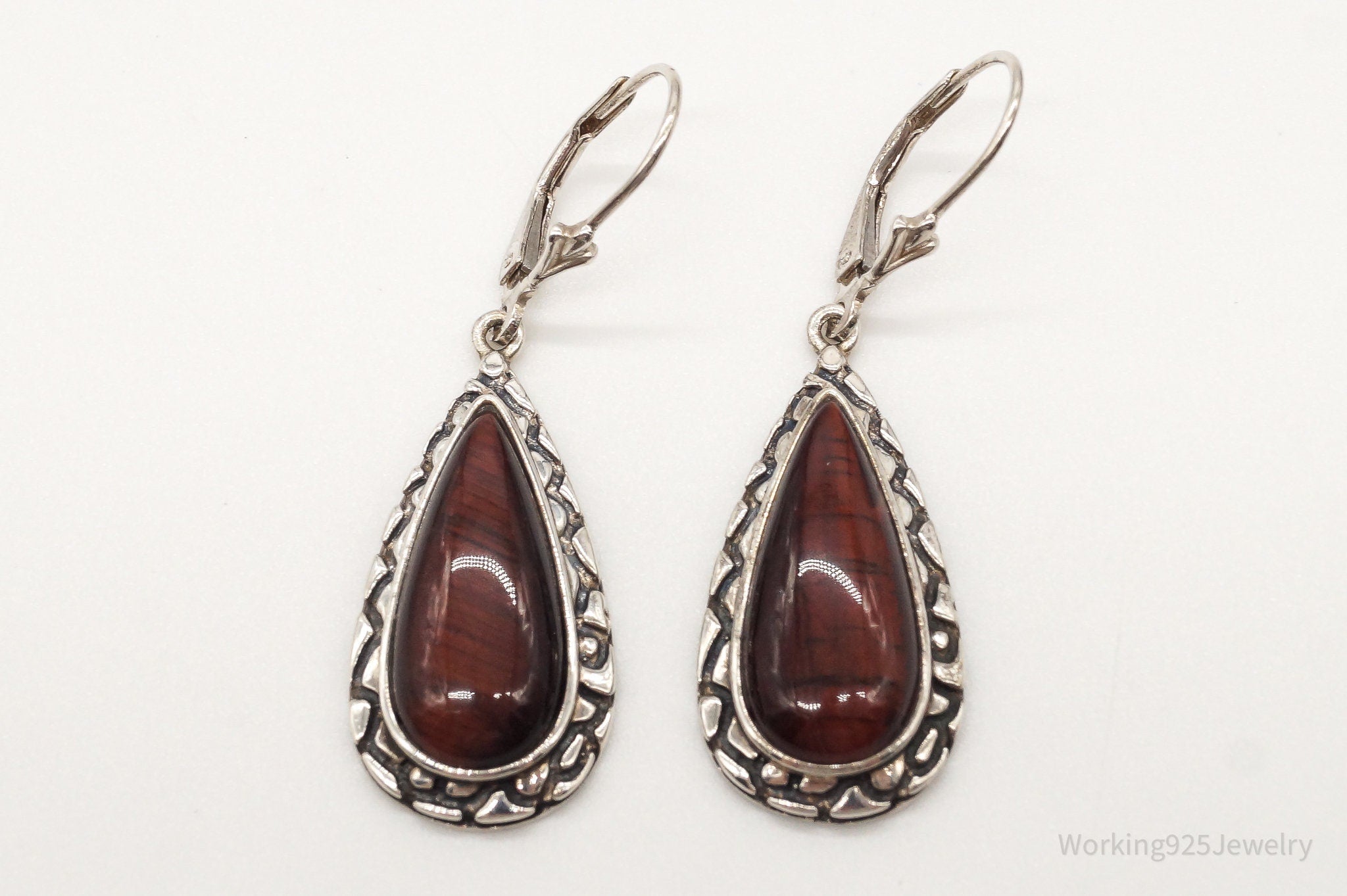 Designer Whitney Kelly WK Red Tigers Eye Sterling Silver Earrings