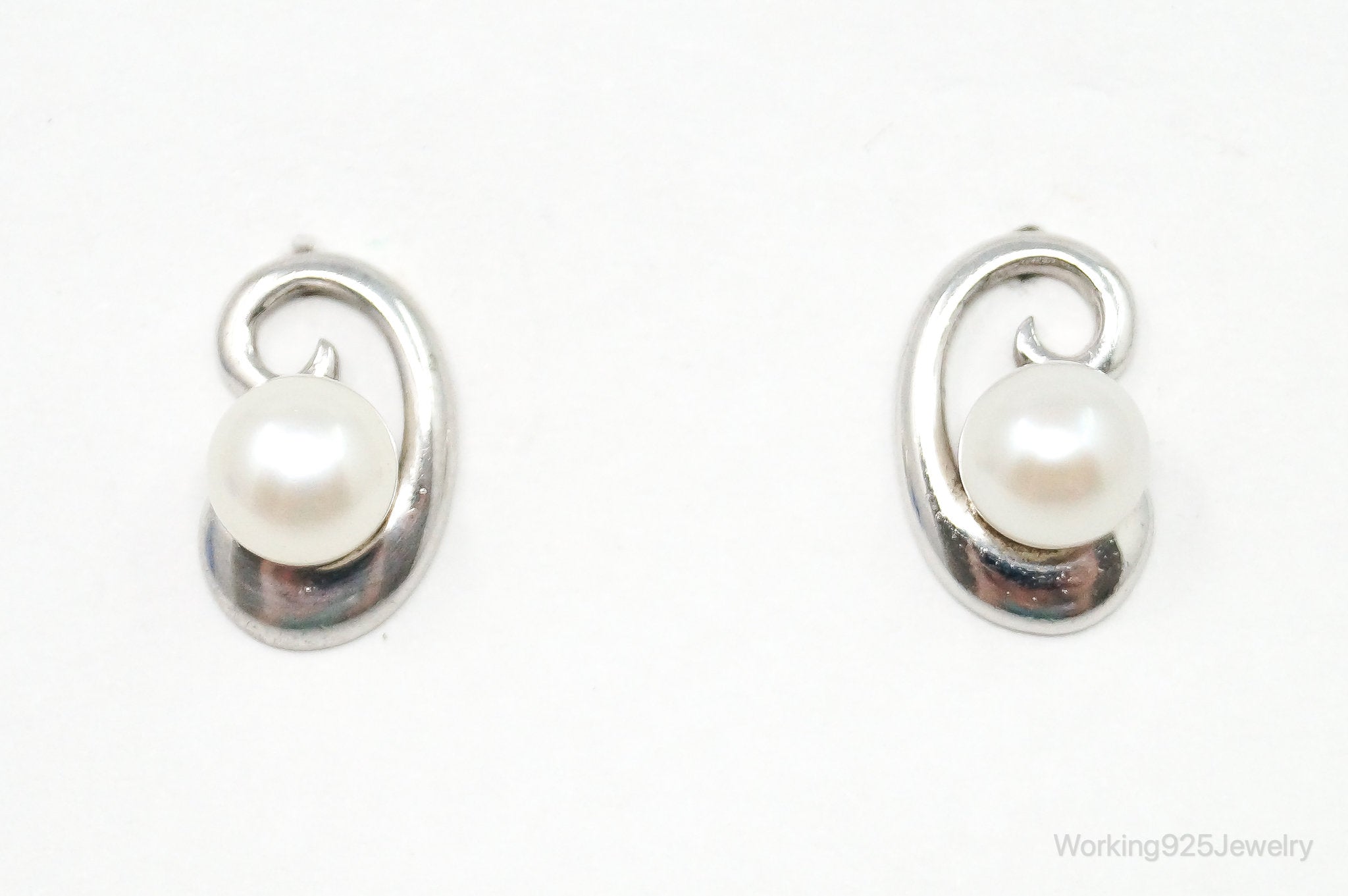 Designer Pearl Sterling Silver Earrings