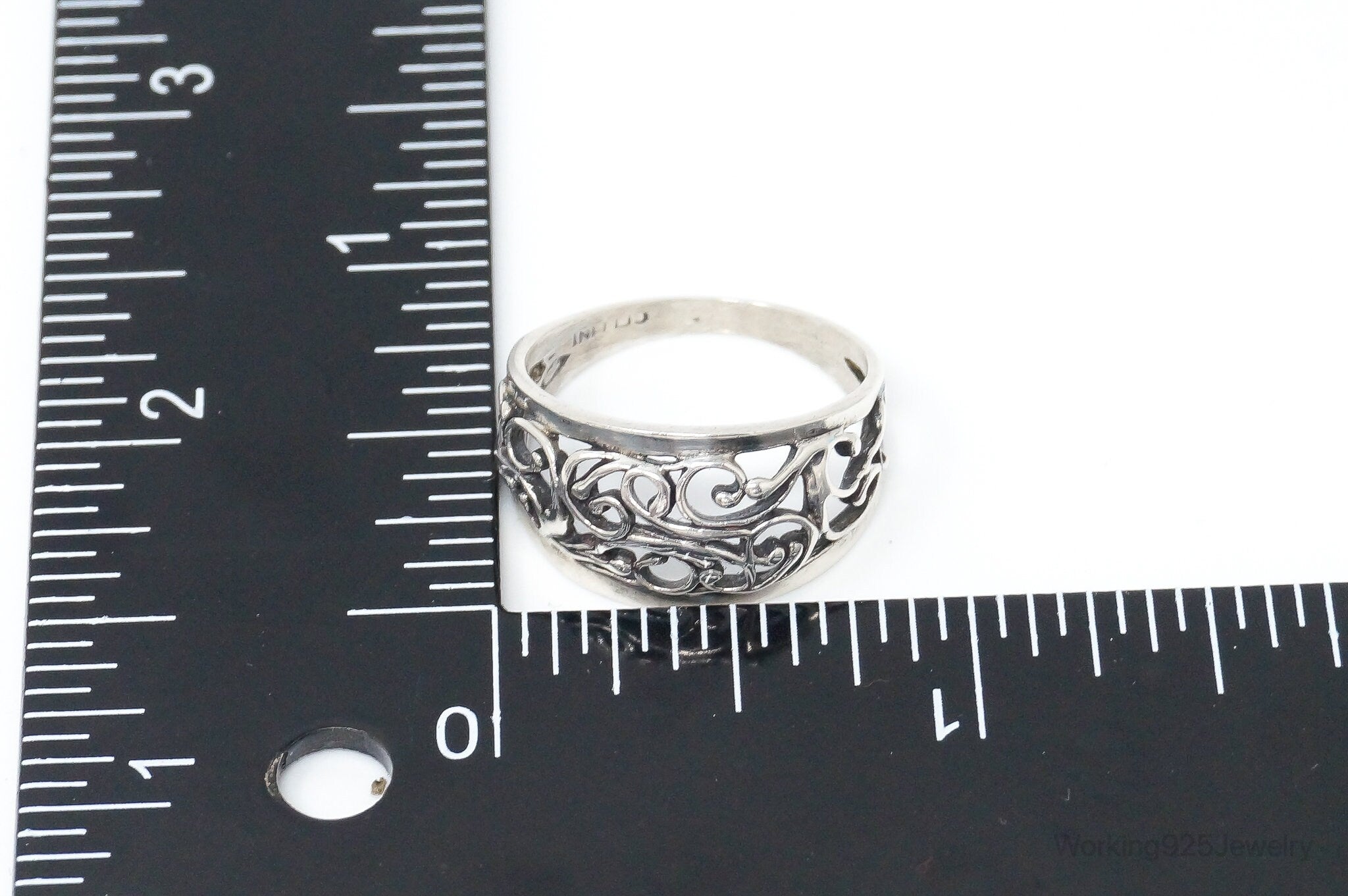 Vintage Designer Cellini Art Nouveau Cut Out Sterling Silver Ring Size 8.5