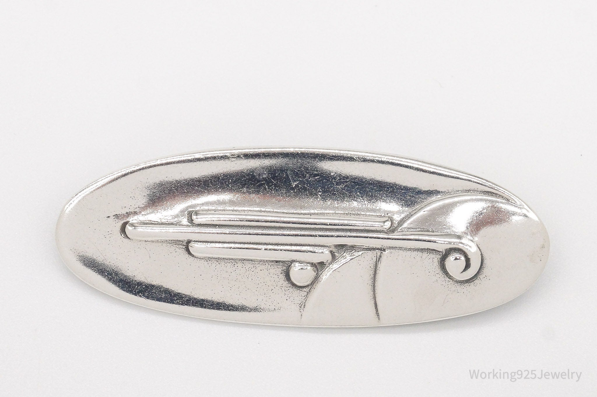 Vintage Art Deco / Mid Century Style Sterling Silver Brooch Pin