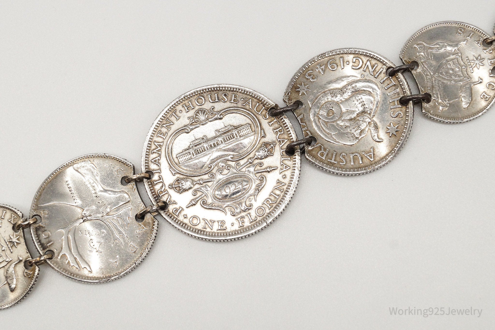 Vintage "Adelaide" Name Coins Silver Bracelet