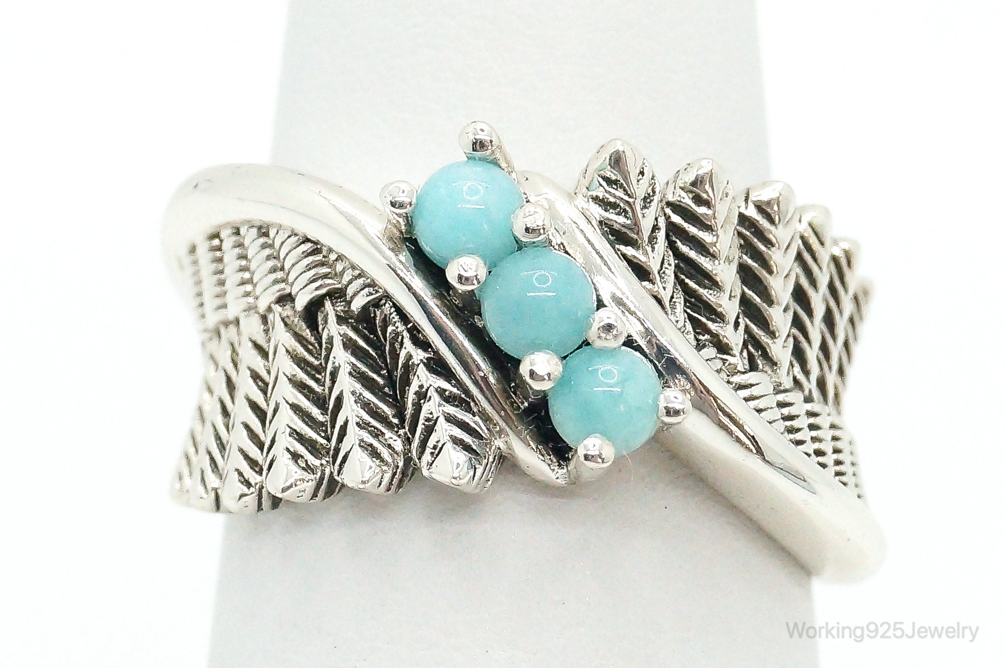 Designer PMT Amazonite Arrows Sterling Silver Ring - Size 6.25