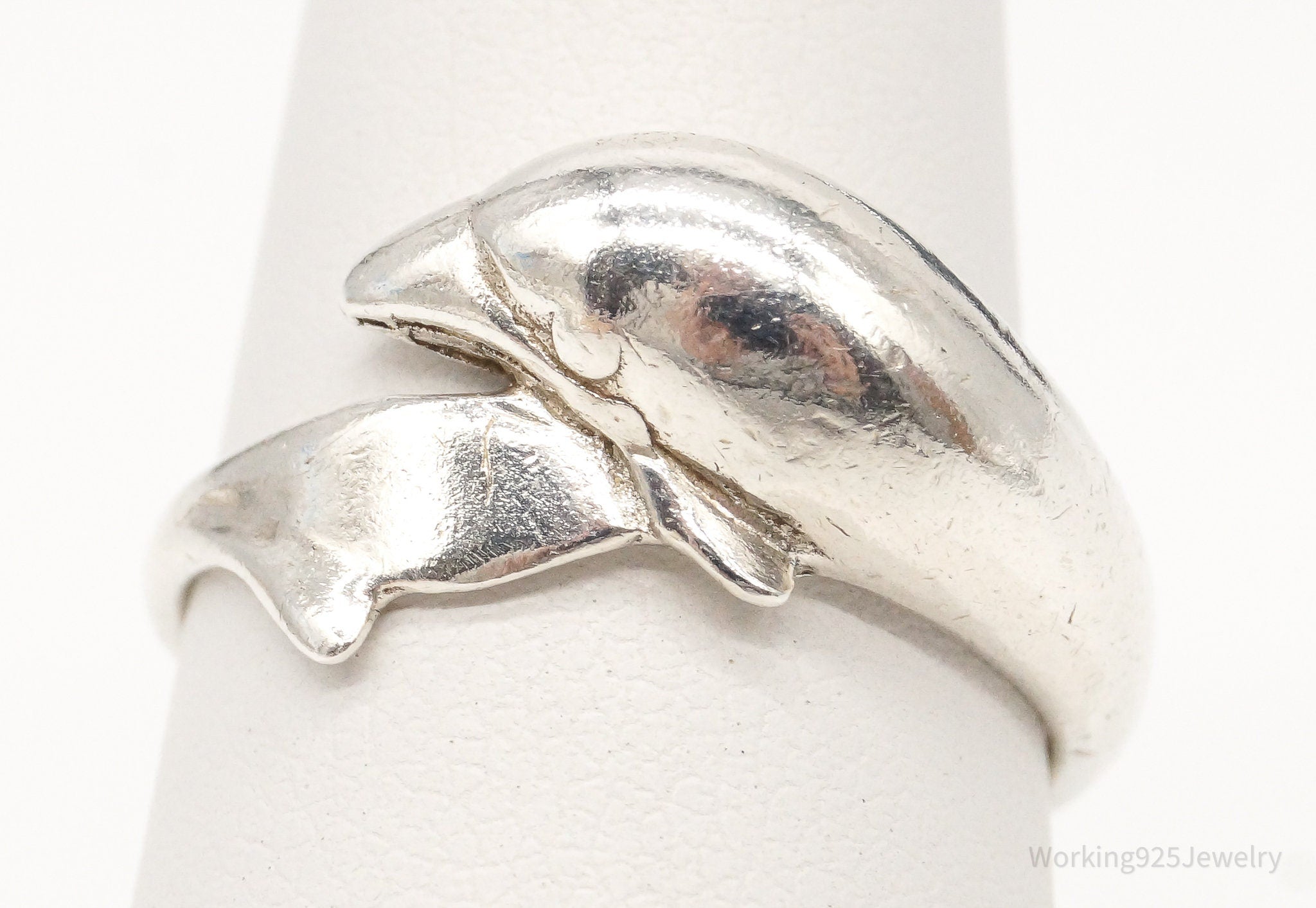 Vintage Dolphin Sterling Silver Wrap Ring - Size 5.75