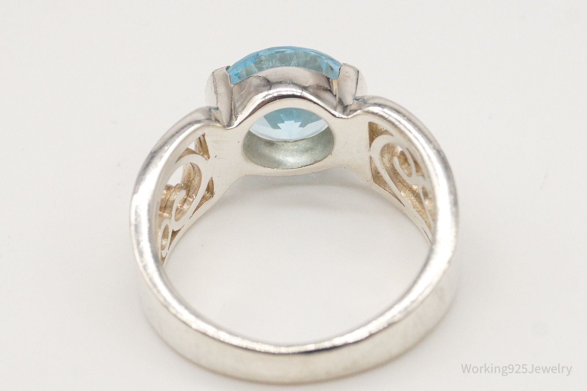 Vintage Blue Topaz Sterling Silver Ring - Size 8.5