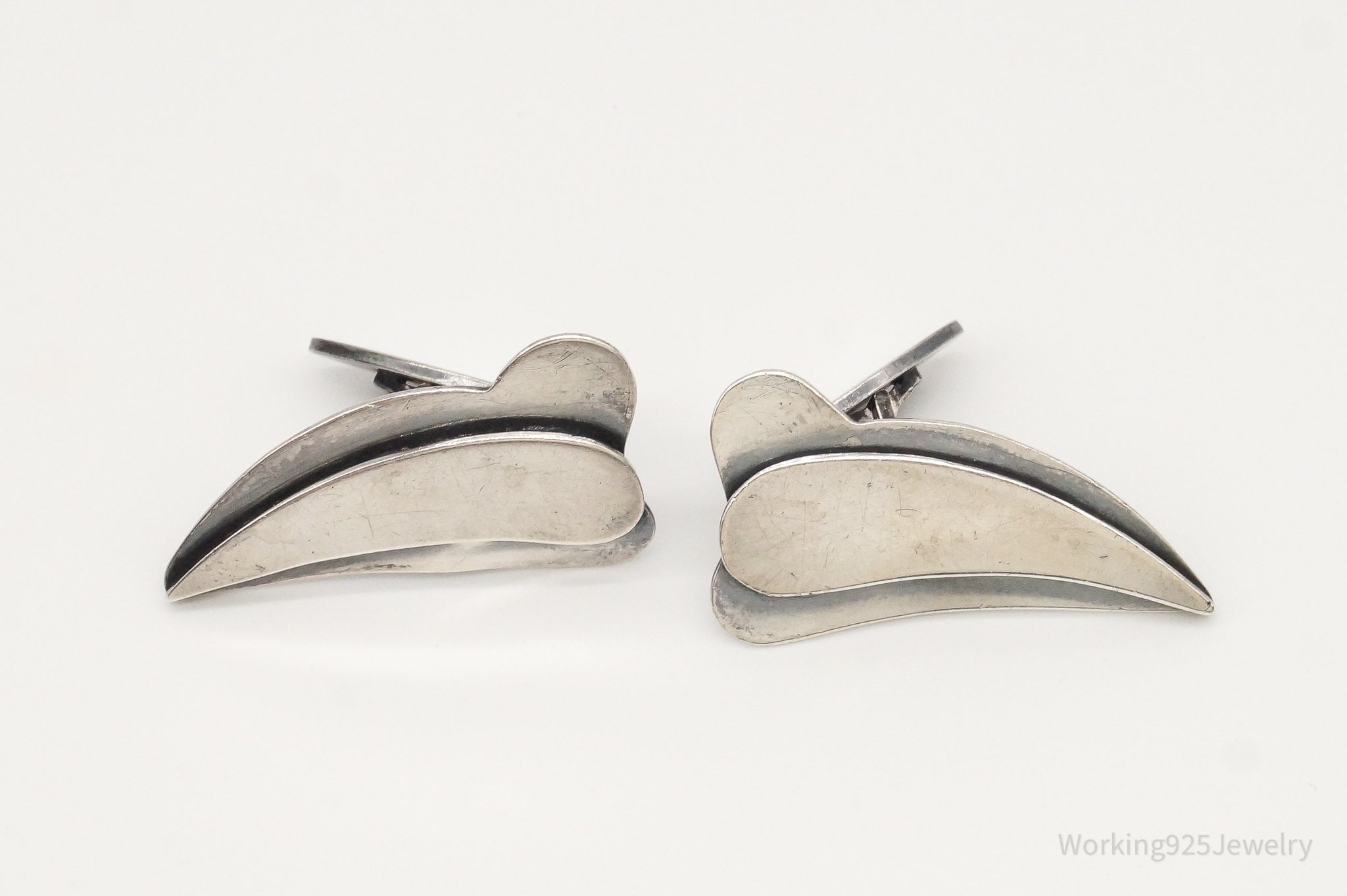 Rare Vintage Denmark Modernist Hermann Siersbol Sterling Silver Cufflinks