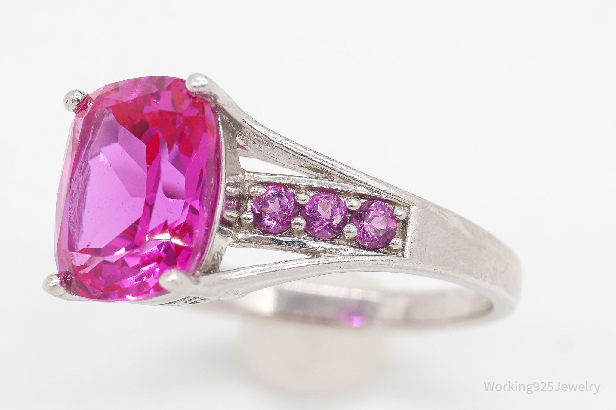 Vintage Designer LB Pink Sapphire Pink Tourmaline Sterling Silver Ring SZ 10.75