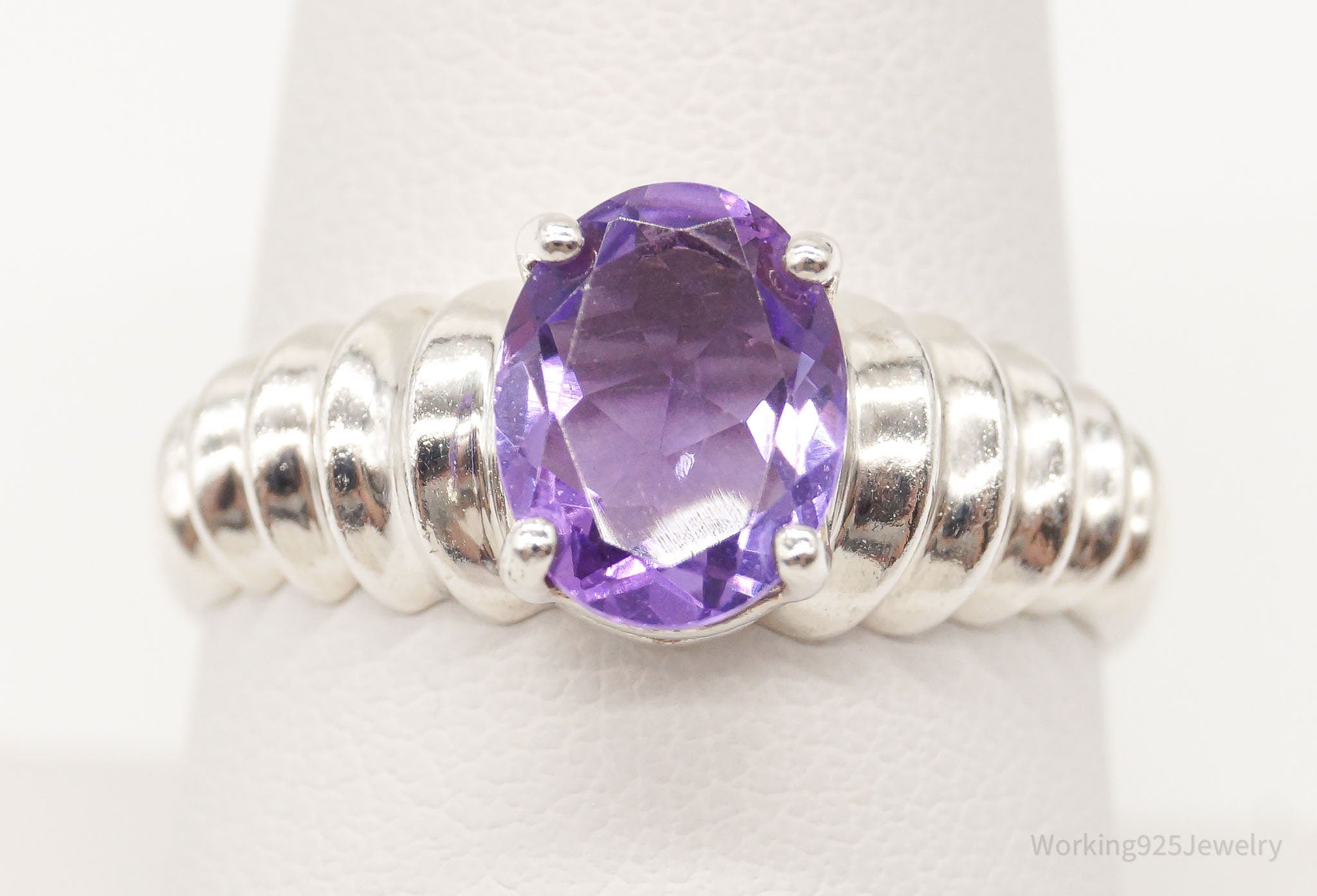 Vintage Amethyst Sterling Silver Ring - Size 9